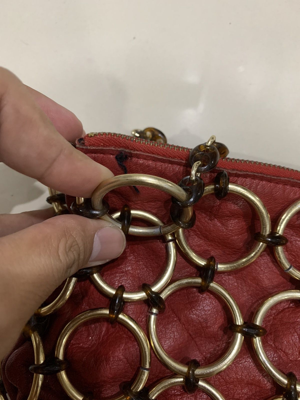 Vintage VINTAGE METAL LINK TORTOISE SHELL LEATHER PURSE BAG Size ONE SIZE - 6 Thumbnail