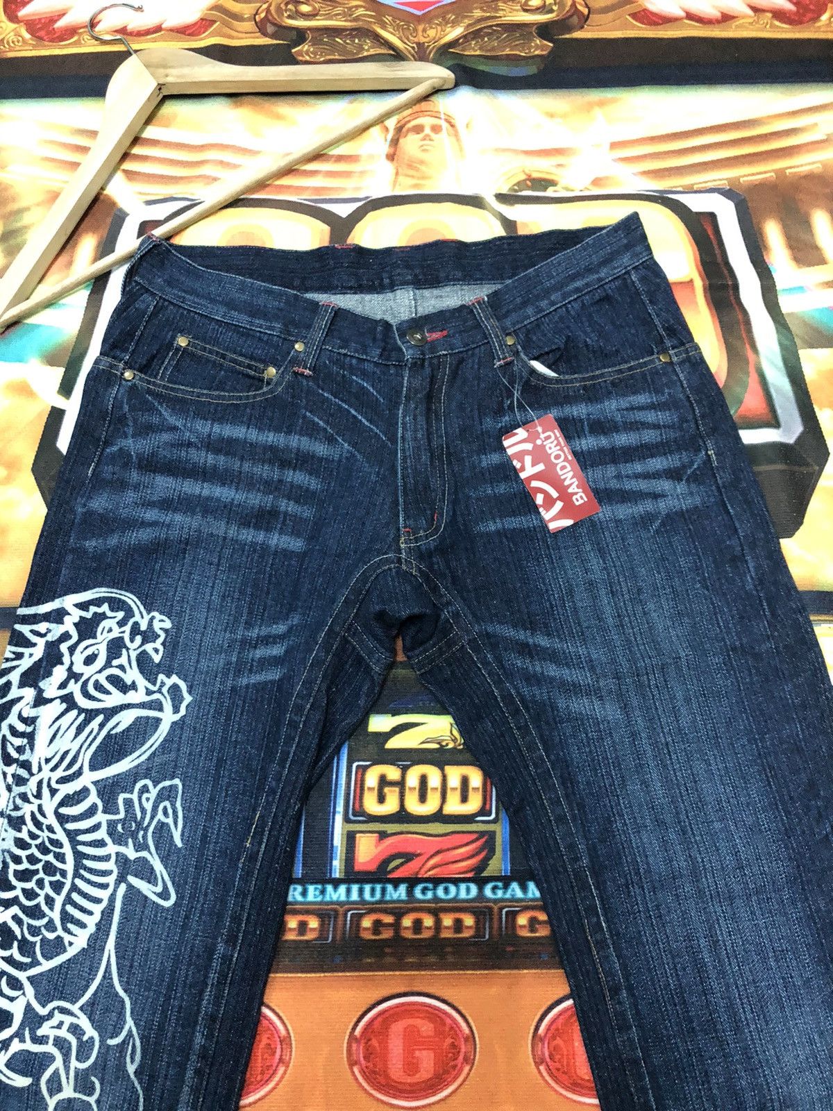 Japanese Brand VINTAGE JAPANESE SUKAJAN BIG DRAGON PRINTED DENIM JEANS Size US 32 / EU 48 - 4 Thumbnail