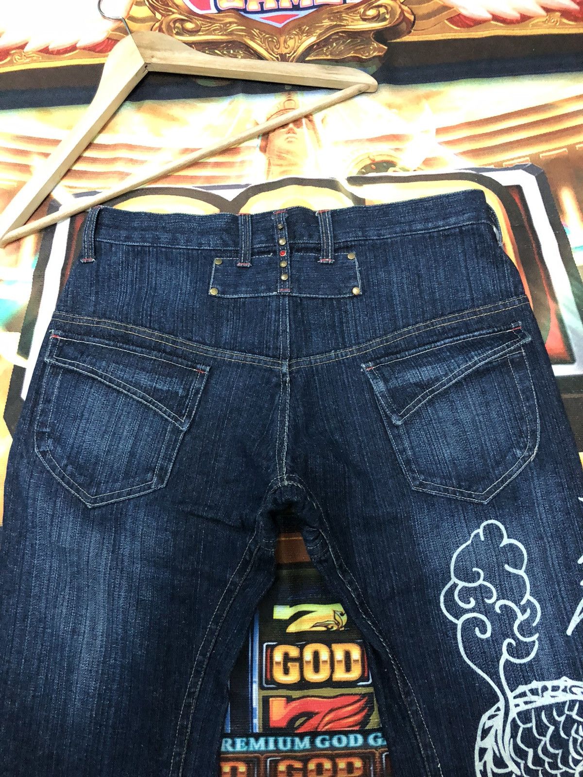 Japanese Brand VINTAGE JAPANESE SUKAJAN BIG DRAGON PRINTED DENIM JEANS Size US 32 / EU 48 - 10 Thumbnail