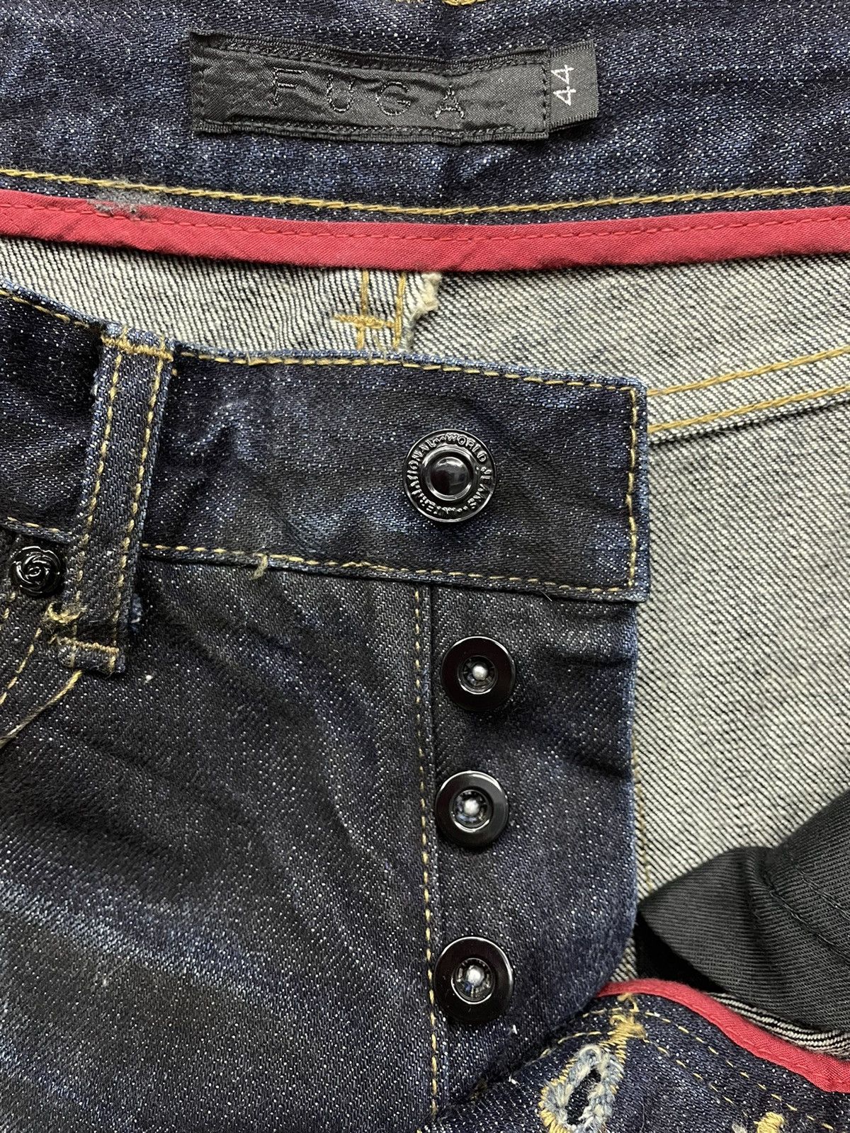 GOSTAR DE FUGA 🔥FUGA Indigo Charcoal Crash Denim Low Rise Skinny FLARE💥 Size US 29 - 15 Thumbnail