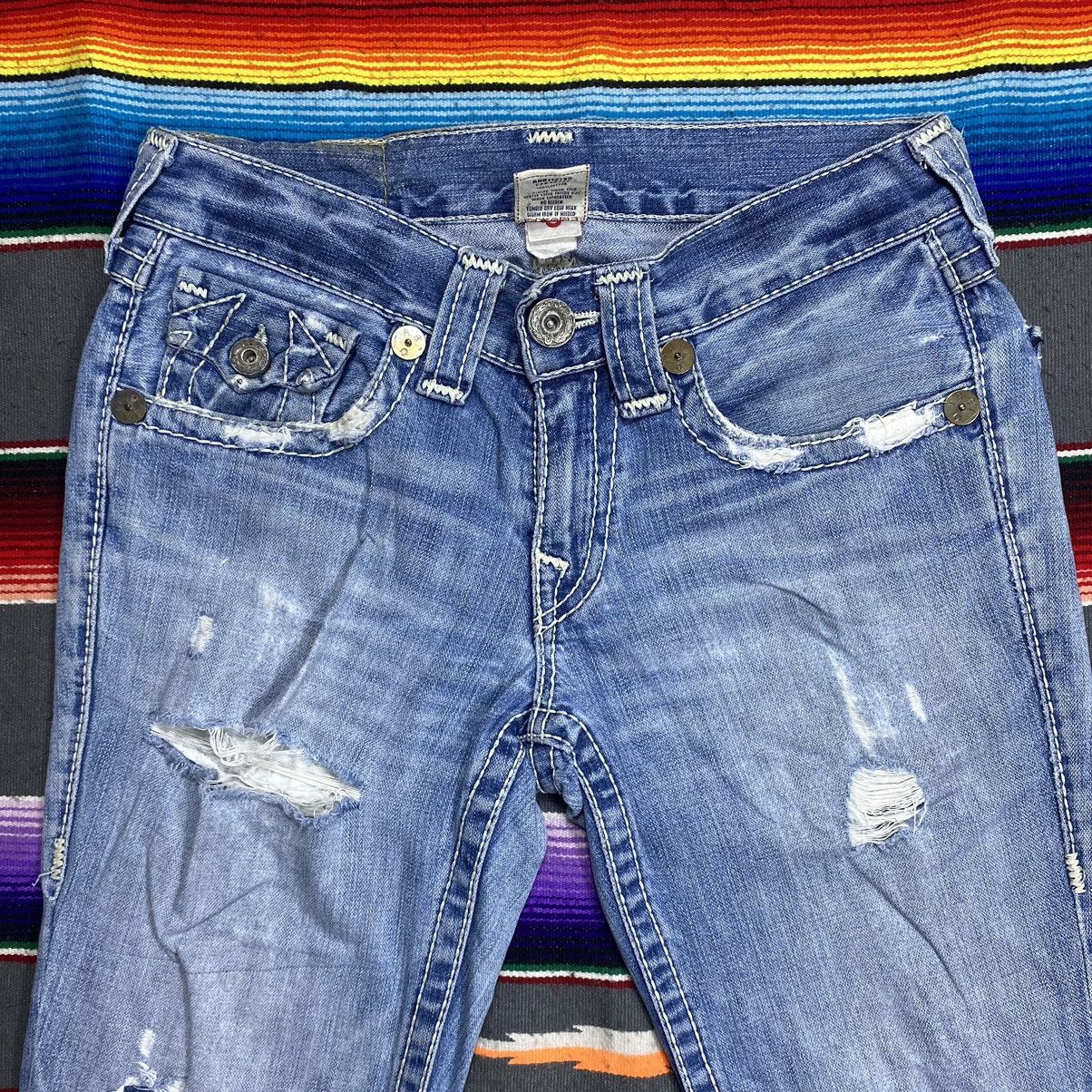 True Religion Vintage True Religion Flare Distressed Jeans Size 33" - 2 Thumbnail
