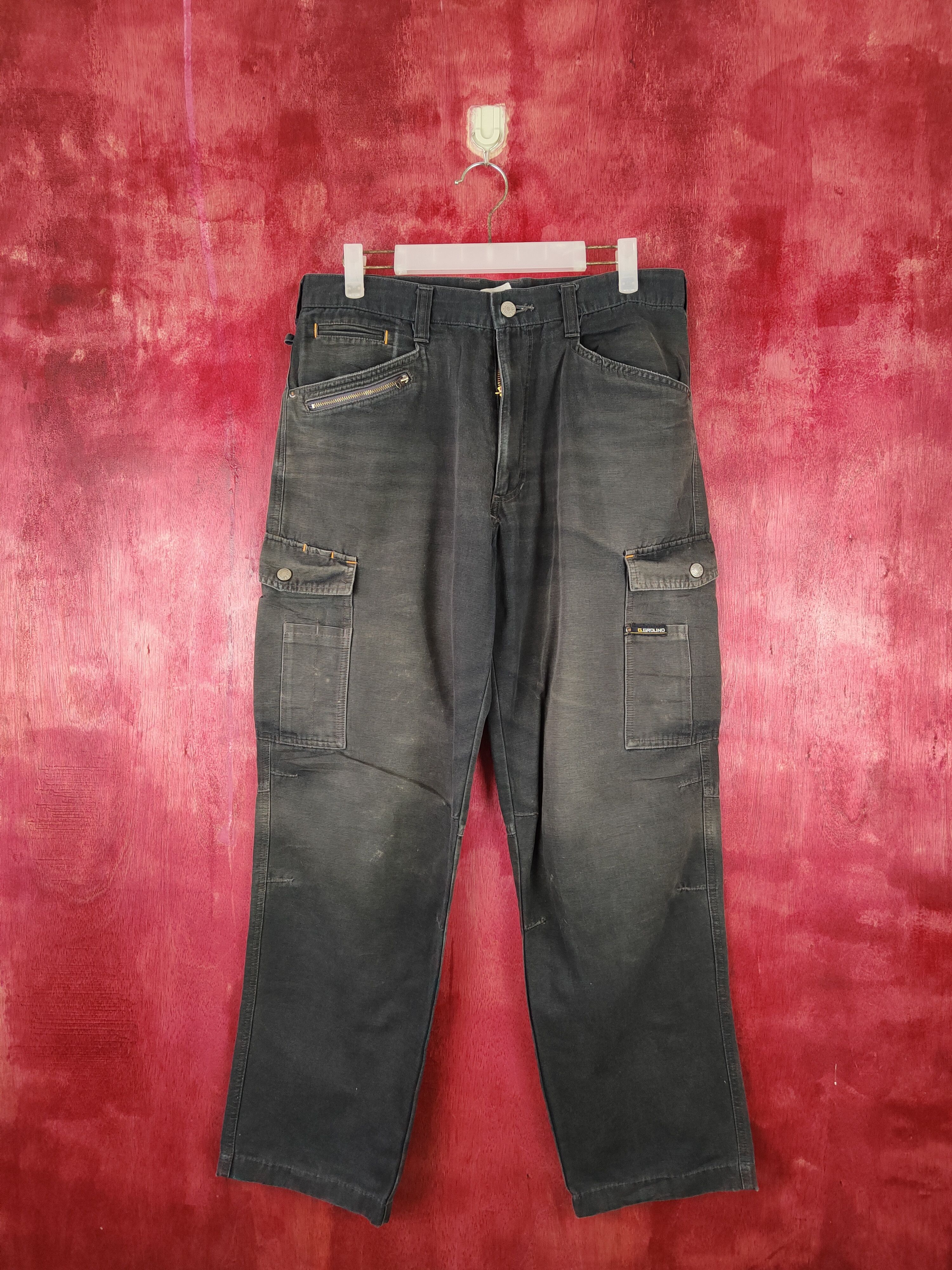 Faded Glory × Japanese Brand G.Ground Black Faded Multi Pocket Tactical Cargo Pants #S561 Size US 32 / EU 48 - 1 Thumbnail