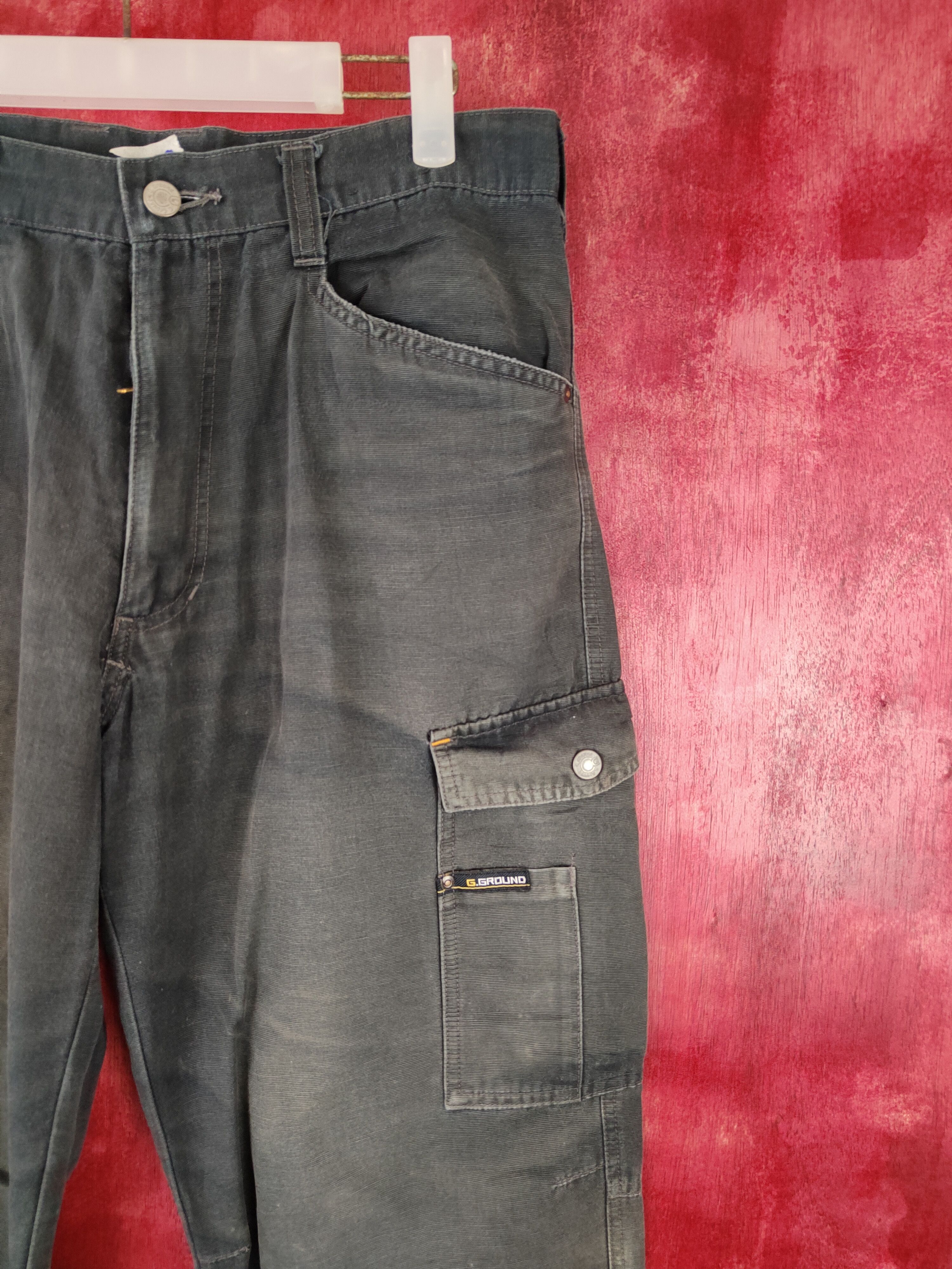 Faded Glory × Japanese Brand G.Ground Black Faded Multi Pocket Tactical Cargo Pants #S561 Size US 32 / EU 48 - 6 Thumbnail