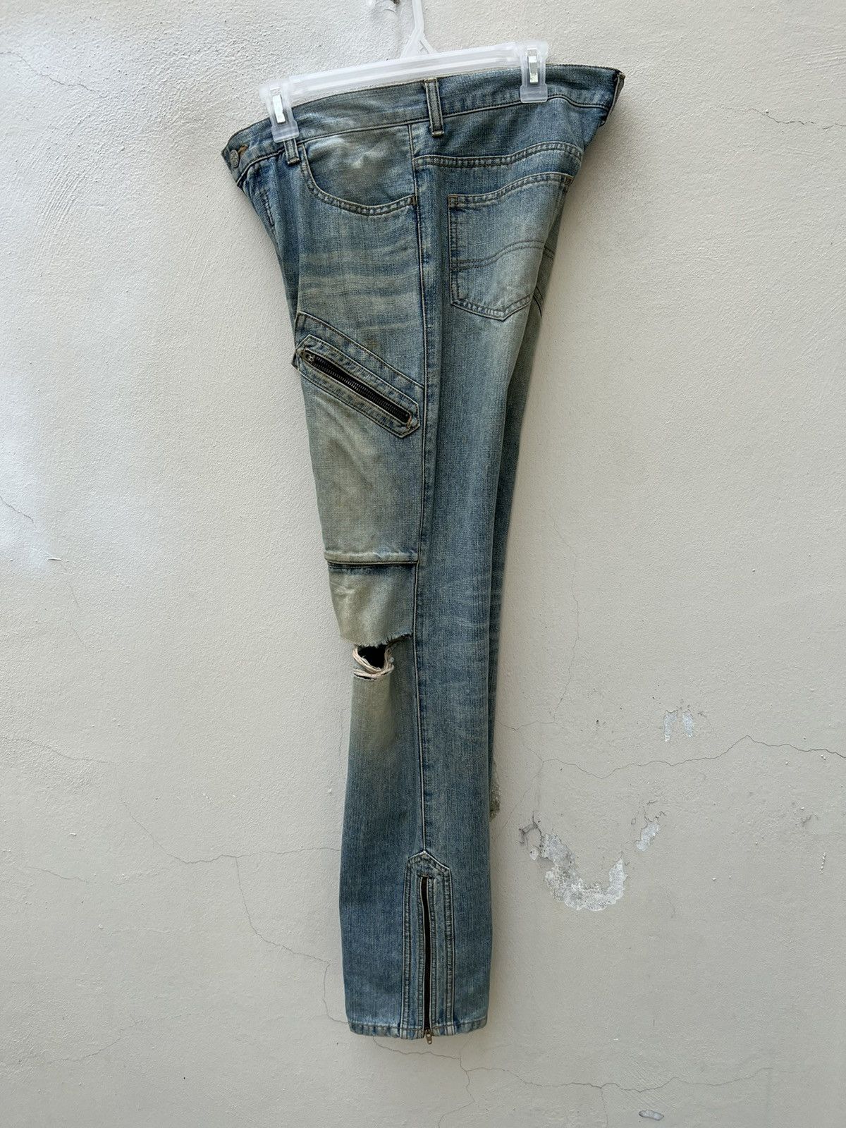 Vintage Vintage Ozone Rocks Japan Ripped Cargo Denim Trashed Jeans Size US 31 - 22 Thumbnail