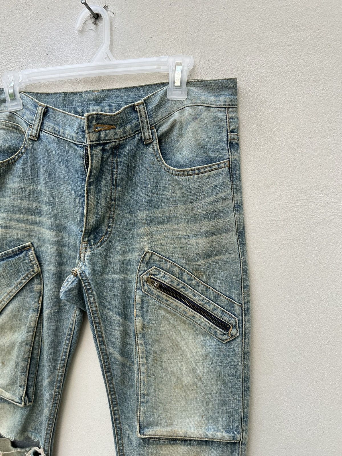 Vintage Vintage Ozone Rocks Japan Ripped Cargo Denim Trashed Jeans Size US 31 - 12 Thumbnail