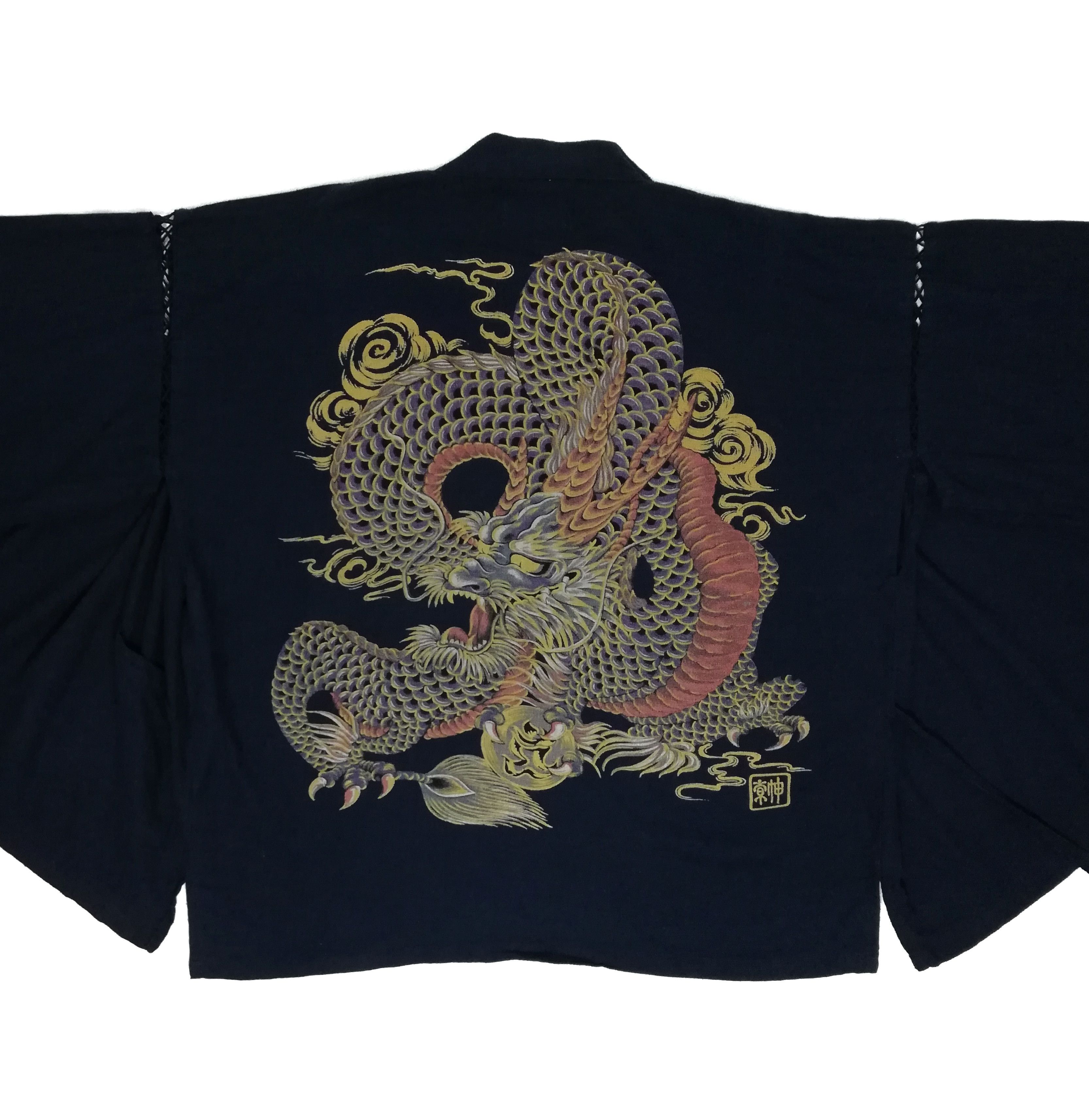 Art Comes First × Japanese Brand 🔥Indigo Japan Man Cool Kimono Shirt Dragon Big Logo🔥 Size US L / EU 52-54 / 3 - 2 Thumbnail