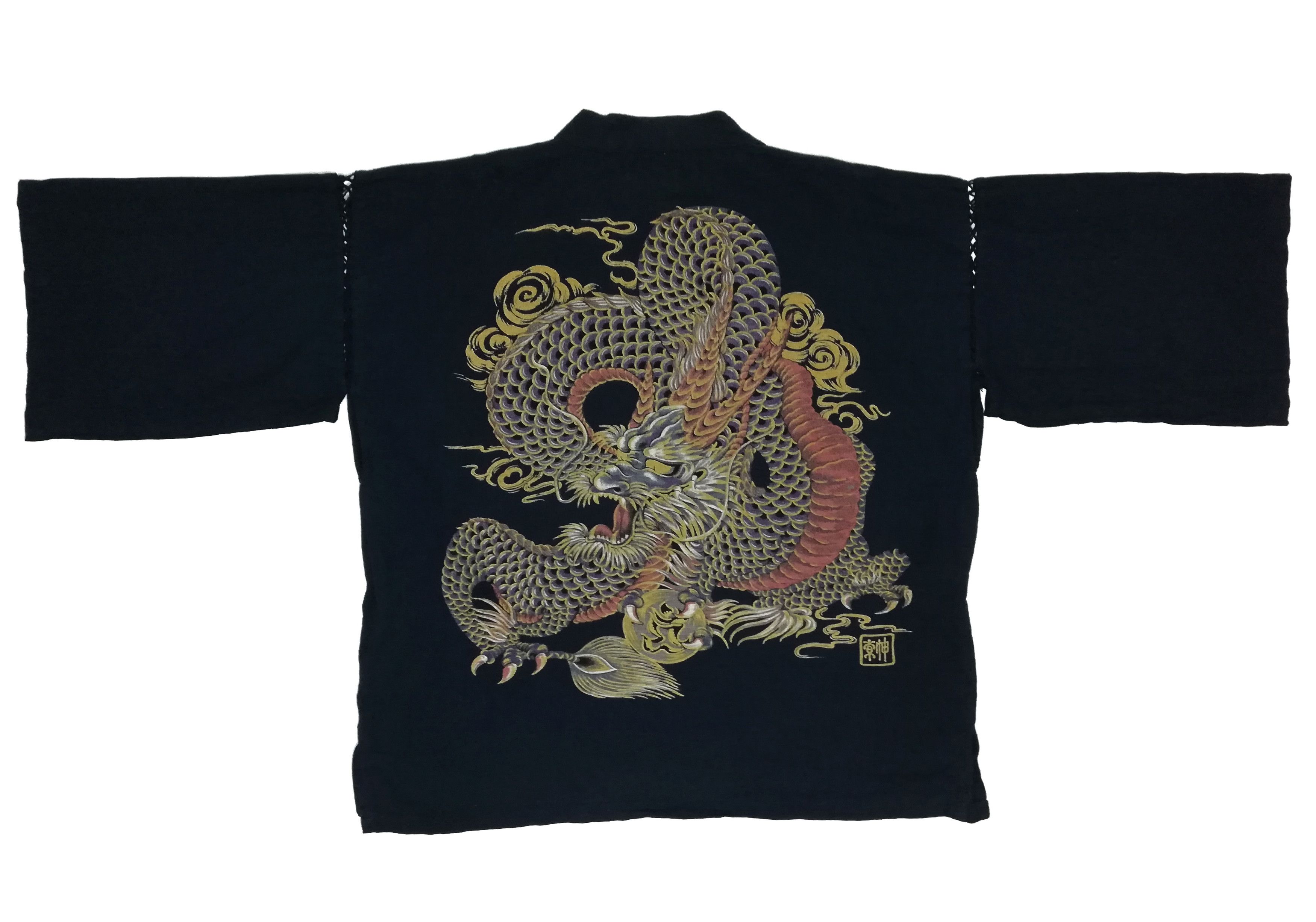 Art Comes First × Japanese Brand 🔥Indigo Japan Man Cool Kimono Shirt Dragon Big Logo🔥 Size US L / EU 52-54 / 3 - 4 Thumbnail