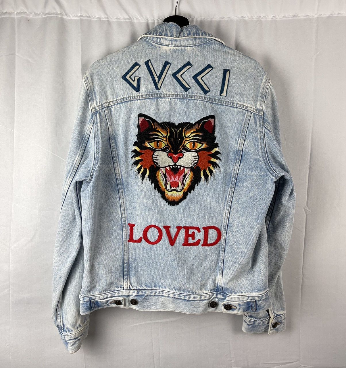 Gucci Gucci angry cat love logo embroidered denim jacket Size US S / EU 44-46 / 1 - 1 Thumbnail