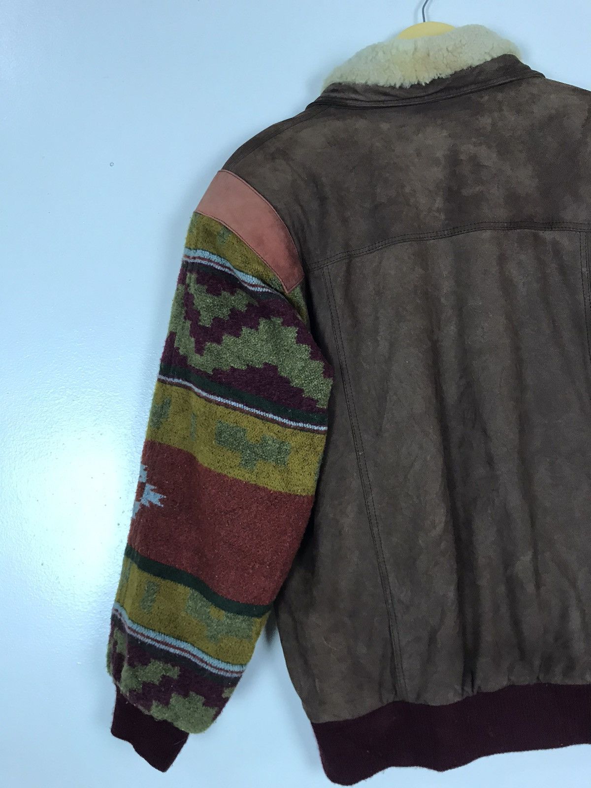 Leather Rare🔥Cowhide + Sheepskin Sherling Navajo Native Coat Size US S / EU 44-46 / 1 - 16 Thumbnail