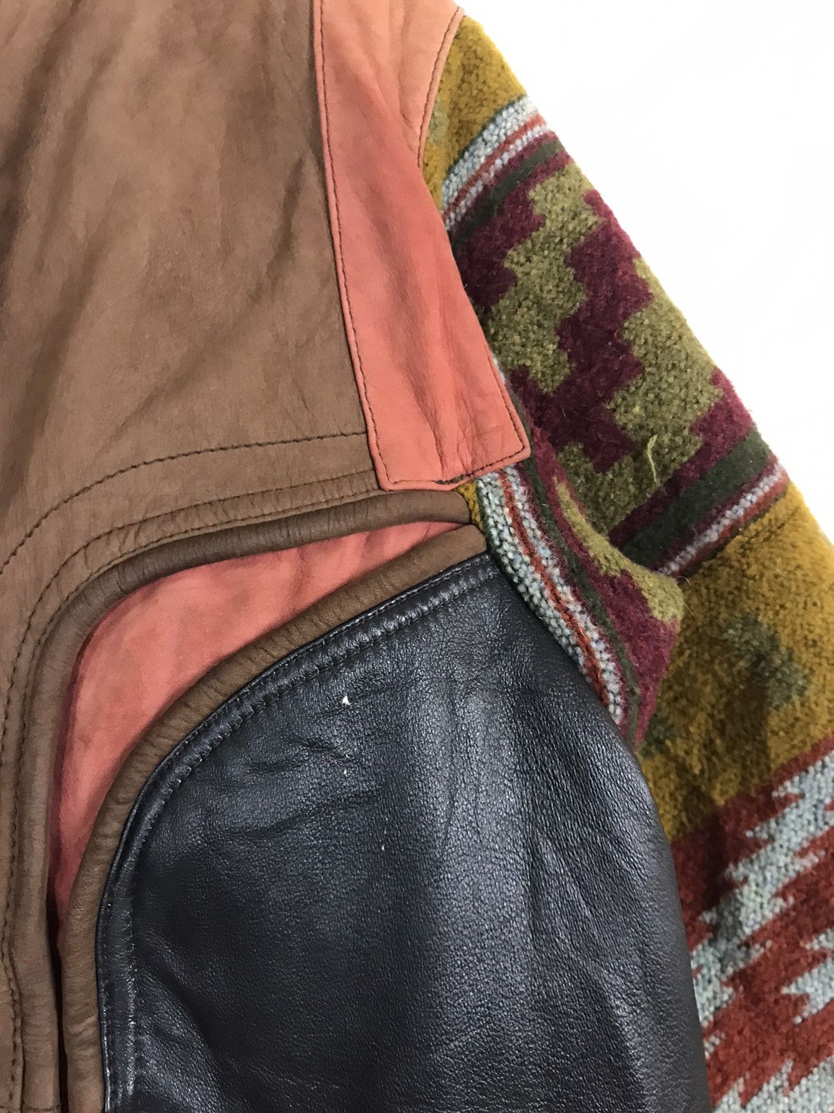 Leather Rare🔥Cowhide + Sheepskin Sherling Navajo Native Coat Size US S / EU 44-46 / 1 - 7 Thumbnail