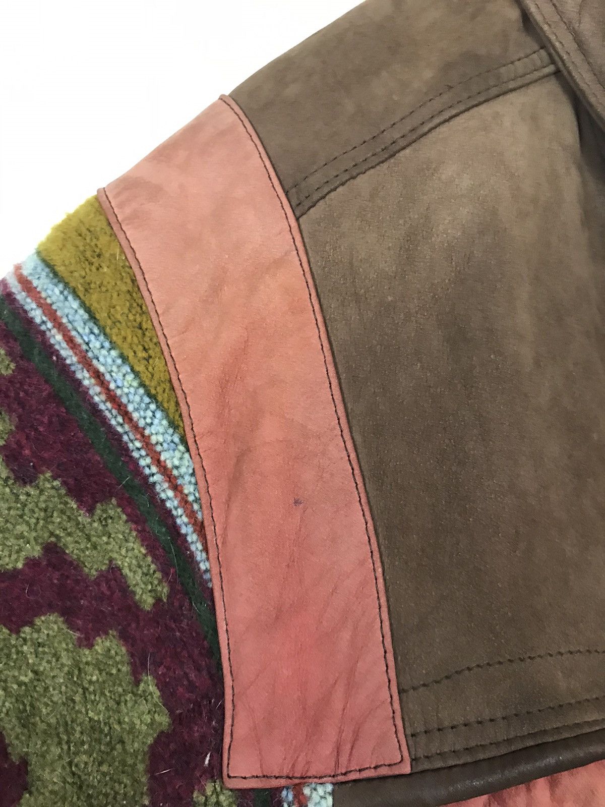 Leather Rare🔥Cowhide + Sheepskin Sherling Navajo Native Coat Size US S / EU 44-46 / 1 - 10 Thumbnail