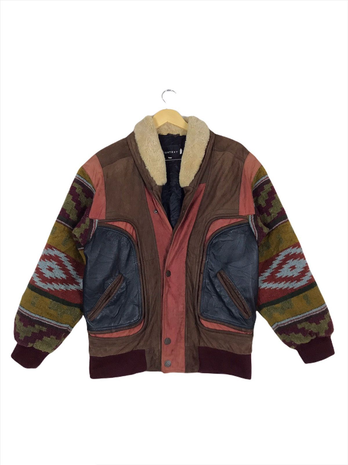 Leather Rare🔥Cowhide + Sheepskin Sherling Navajo Native Coat Size US S / EU 44-46 / 1 - 1 Thumbnail