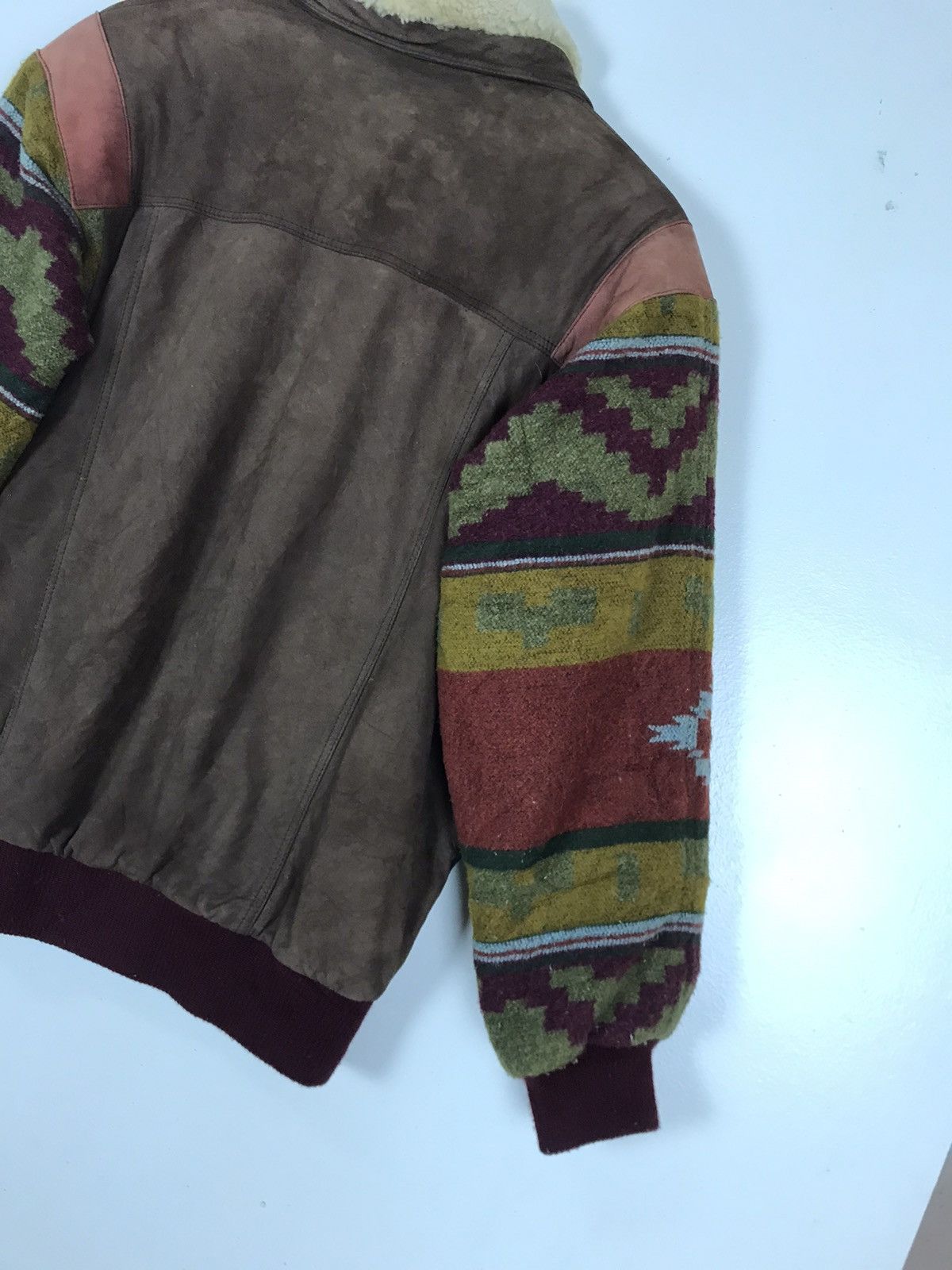 Leather Rare🔥Cowhide + Sheepskin Sherling Navajo Native Coat Size US S / EU 44-46 / 1 - 17 Thumbnail