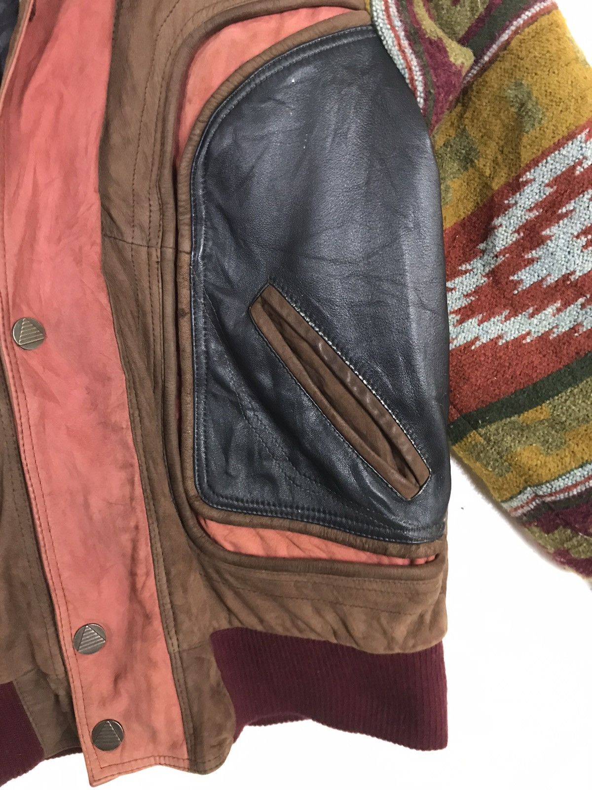 Leather Rare🔥Cowhide + Sheepskin Sherling Navajo Native Coat Size US S / EU 44-46 / 1 - 8 Thumbnail