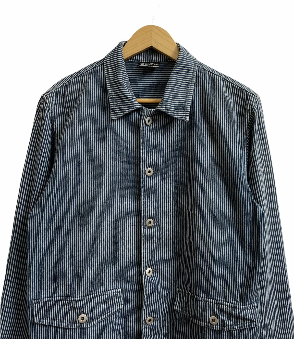Japanese Brand Gilevans Workwear Hickory Button Jacket Size US M / EU 48-50 / 2 - 2 Thumbnail
