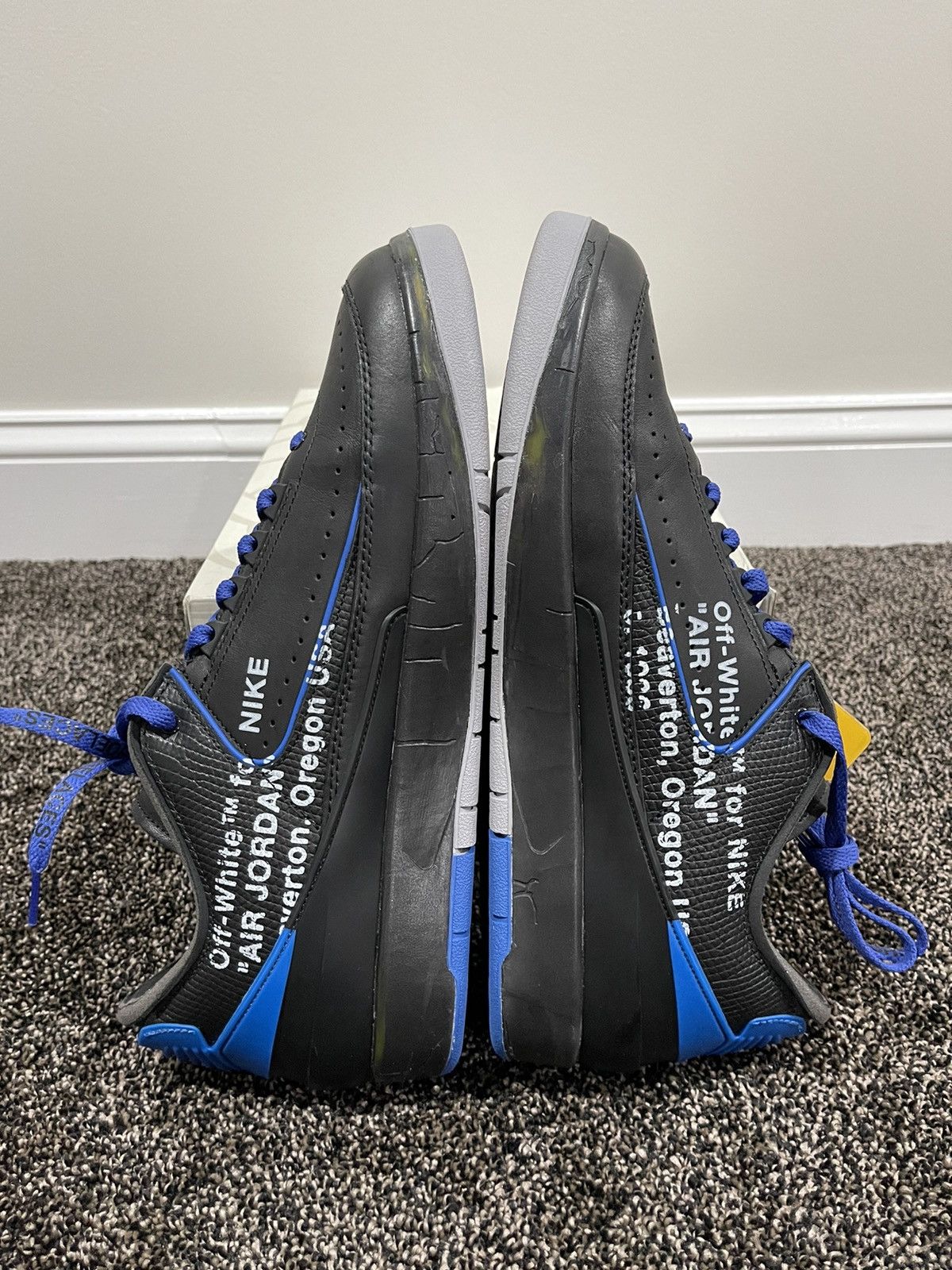 Jordan Brand × Off-White Jordan 2 Retro Low SP Off-White Virgil Black Blue Size US 13 / EU 46 - 6 Thumbnail