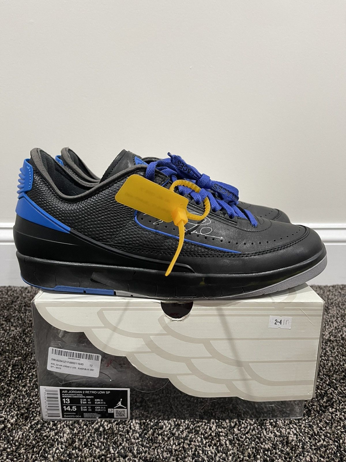 Jordan Brand × Off-White Jordan 2 Retro Low SP Off-White Virgil Black Blue Size US 13 / EU 46 - 2 Thumbnail