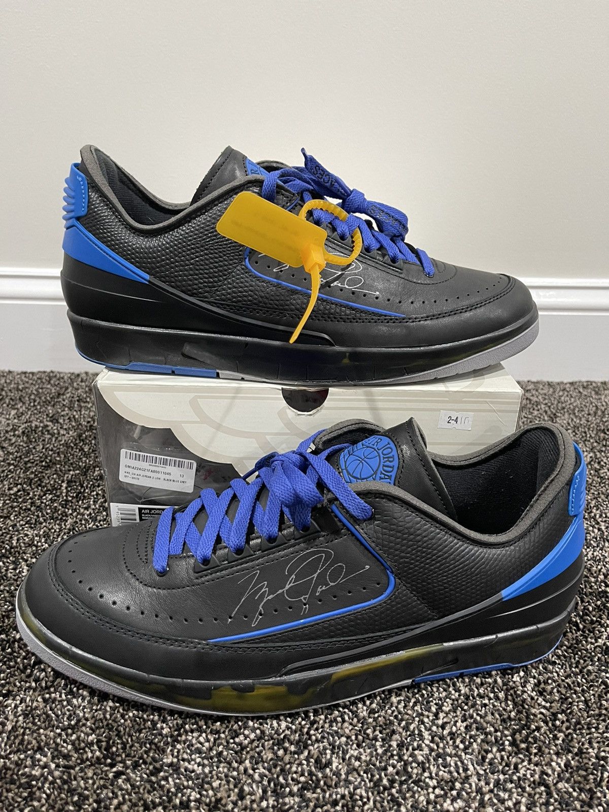 Jordan Brand × Off-White Jordan 2 Retro Low SP Off-White Virgil Black Blue Size US 13 / EU 46 - 1 Thumbnail