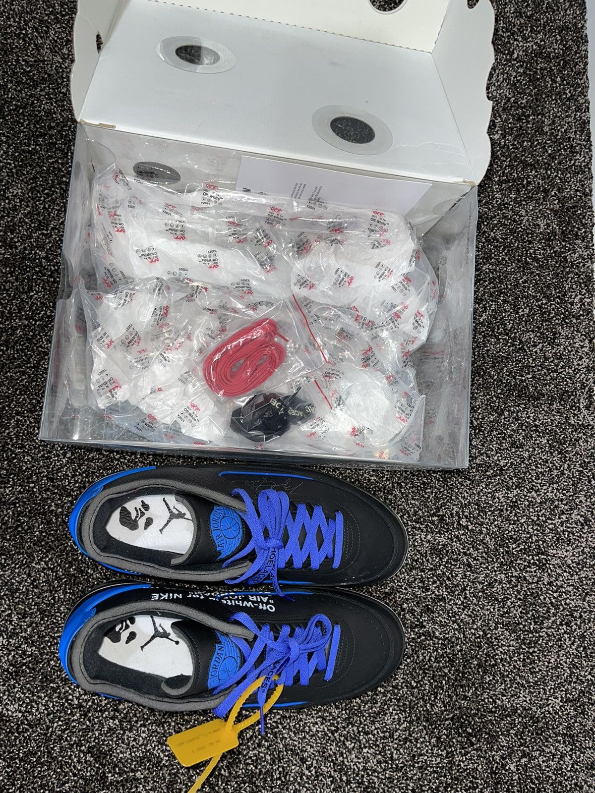 Jordan Brand × Off-White Jordan 2 Retro Low SP Off-White Virgil Black Blue Size US 13 / EU 46 - 9 Thumbnail