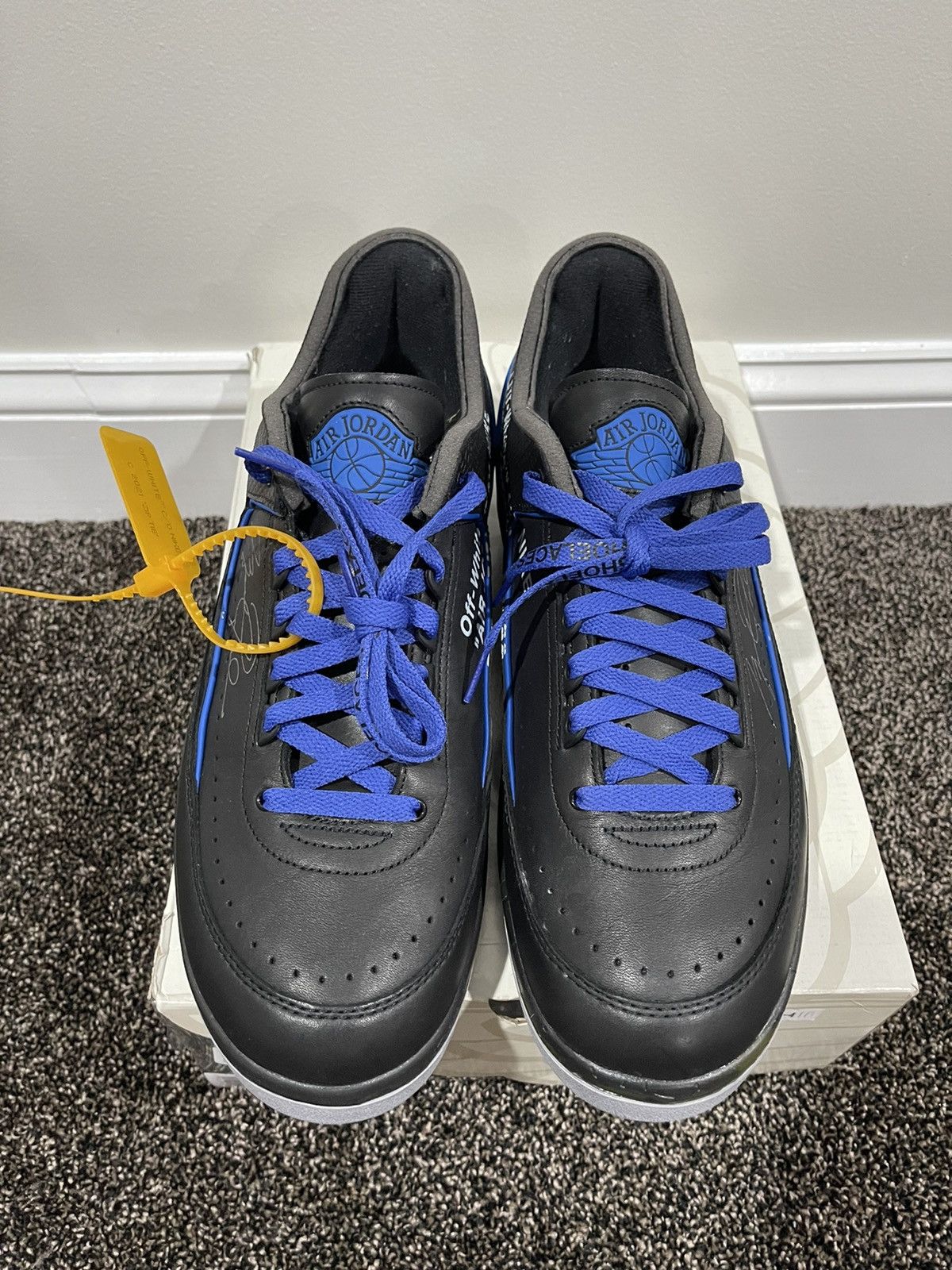 Jordan Brand × Off-White Jordan 2 Retro Low SP Off-White Virgil Black Blue Size US 13 / EU 46 - 3 Thumbnail