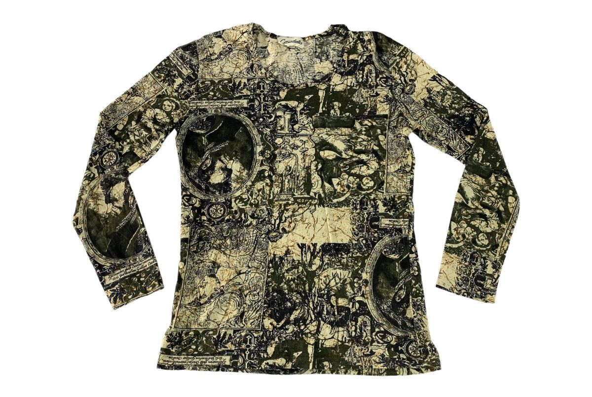 Native 90s Japanese Brand Casadella Baroque Art Over Printed Tee Size XS / US 0-2 / IT 36-38 - 1 Thumbnail