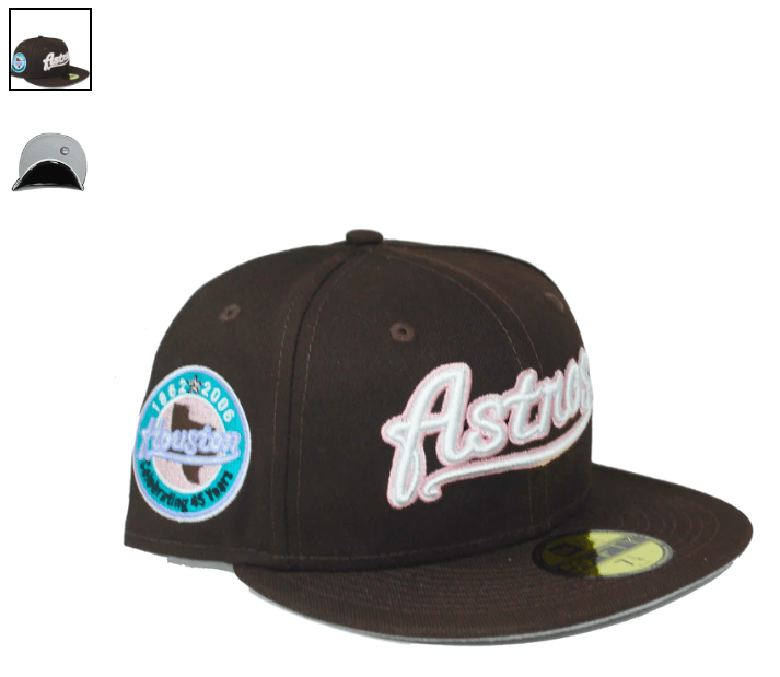MLB × New Era 7 3/8 Script Houston Astros 45 Years Brown Burntwood Pink Size ONE SIZE - 8 Thumbnail