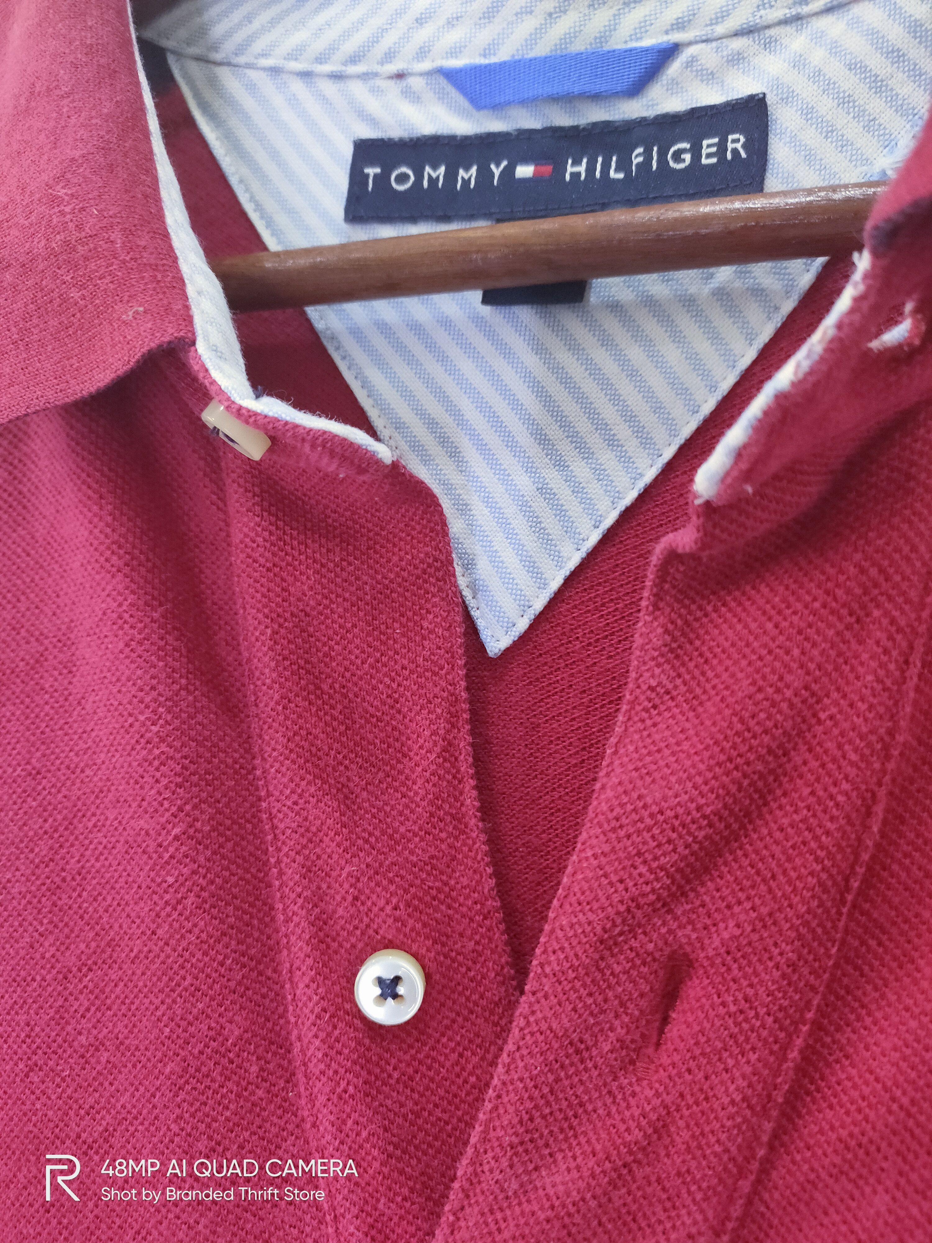 Tommy Hilfiger × Vintage Vintage TOMMY HILFIGER Shoulder Striped ButtonUp Polo Shirt Size US L / EU 52-54 / 3 - 9 Thumbnail
