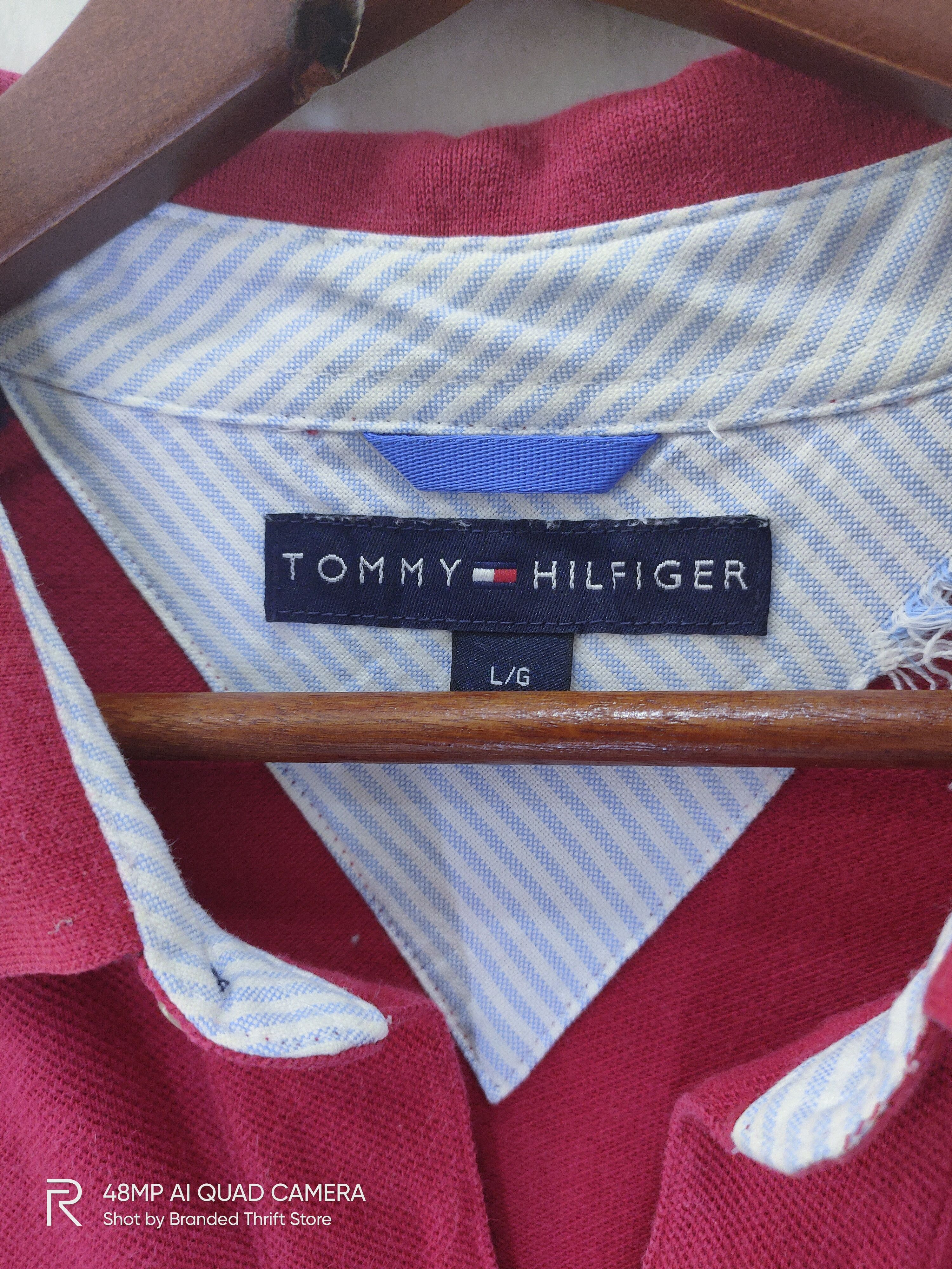 Tommy Hilfiger × Vintage Vintage TOMMY HILFIGER Shoulder Striped ButtonUp Polo Shirt Size US L / EU 52-54 / 3 - 7 Thumbnail