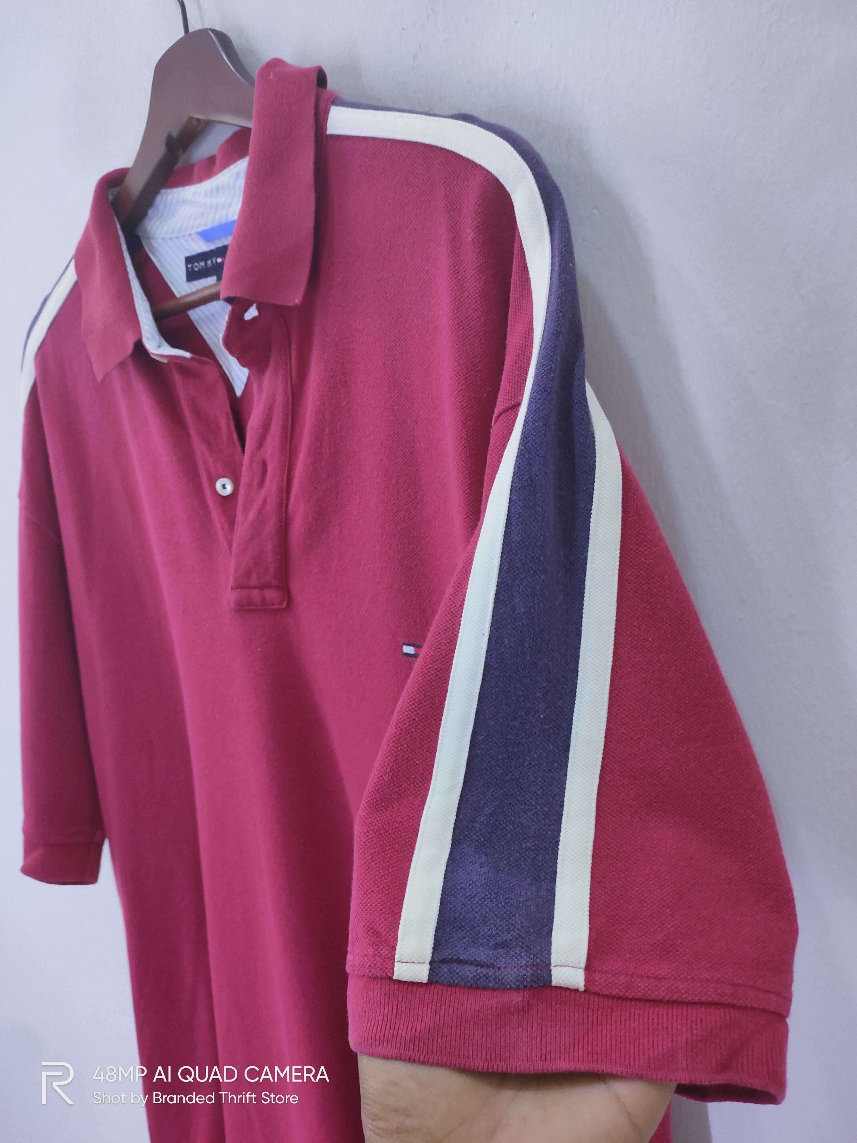 Tommy Hilfiger × Vintage Vintage TOMMY HILFIGER Shoulder Striped ButtonUp Polo Shirt Size US L / EU 52-54 / 3 - 4 Thumbnail