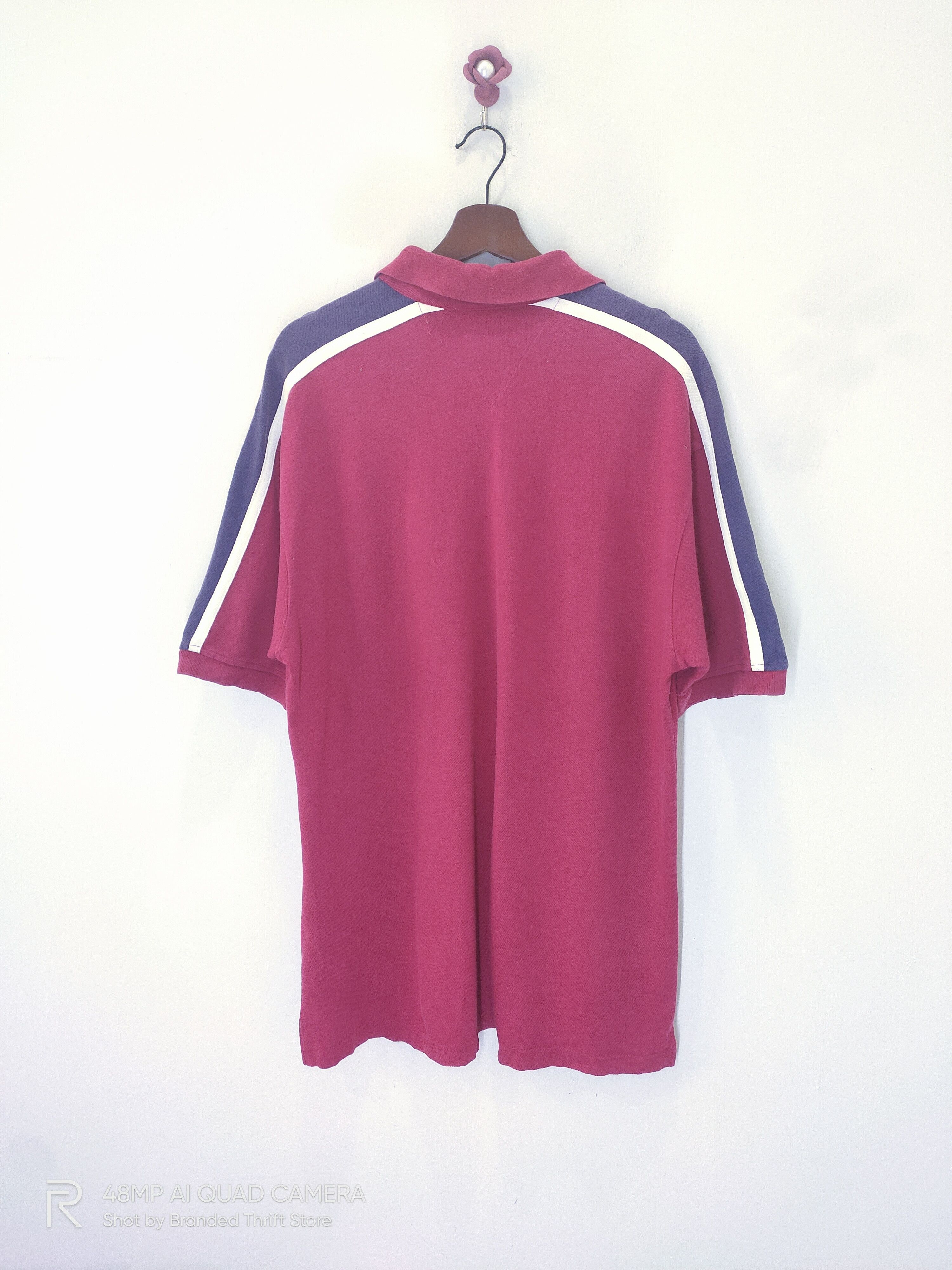 Tommy Hilfiger × Vintage Vintage TOMMY HILFIGER Shoulder Striped ButtonUp Polo Shirt Size US L / EU 52-54 / 3 - 2 Thumbnail