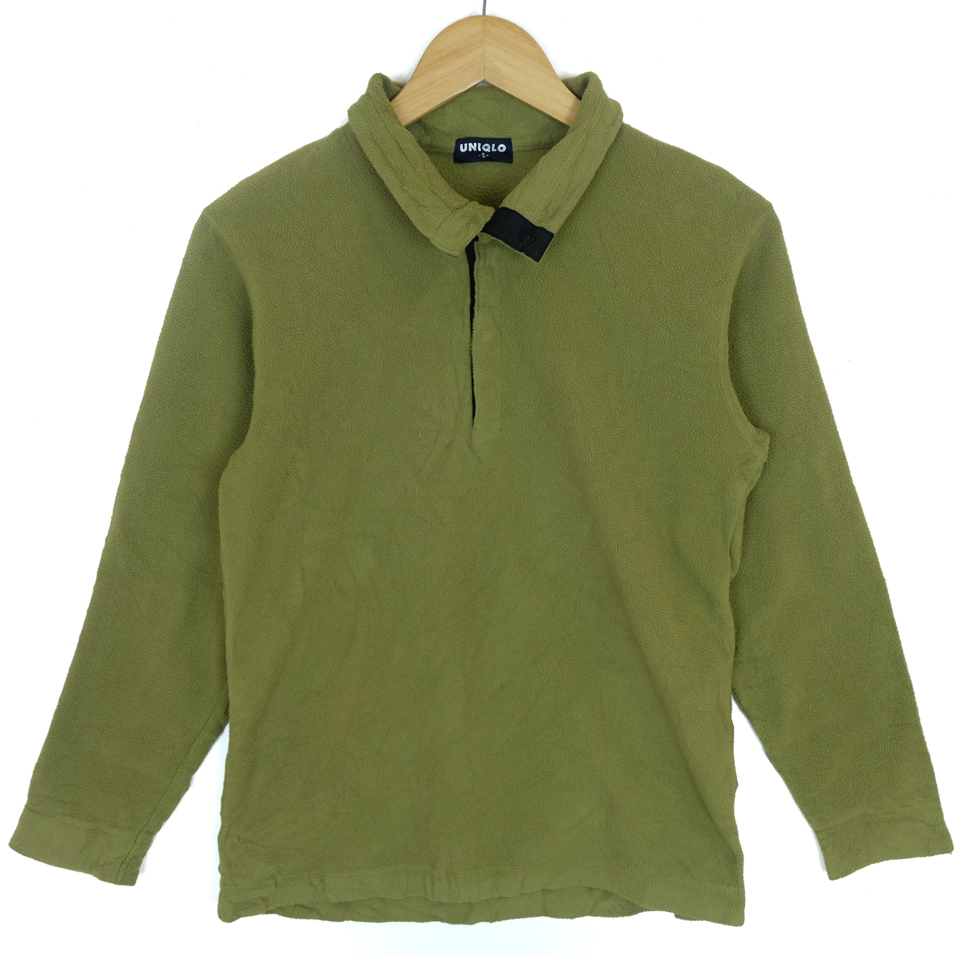 Japanese Brand Vintage 90's UNIQLO Military Green Fleece Jumper Sweatshirt Size US XS / EU 42 / 0 - 2 Thumbnail