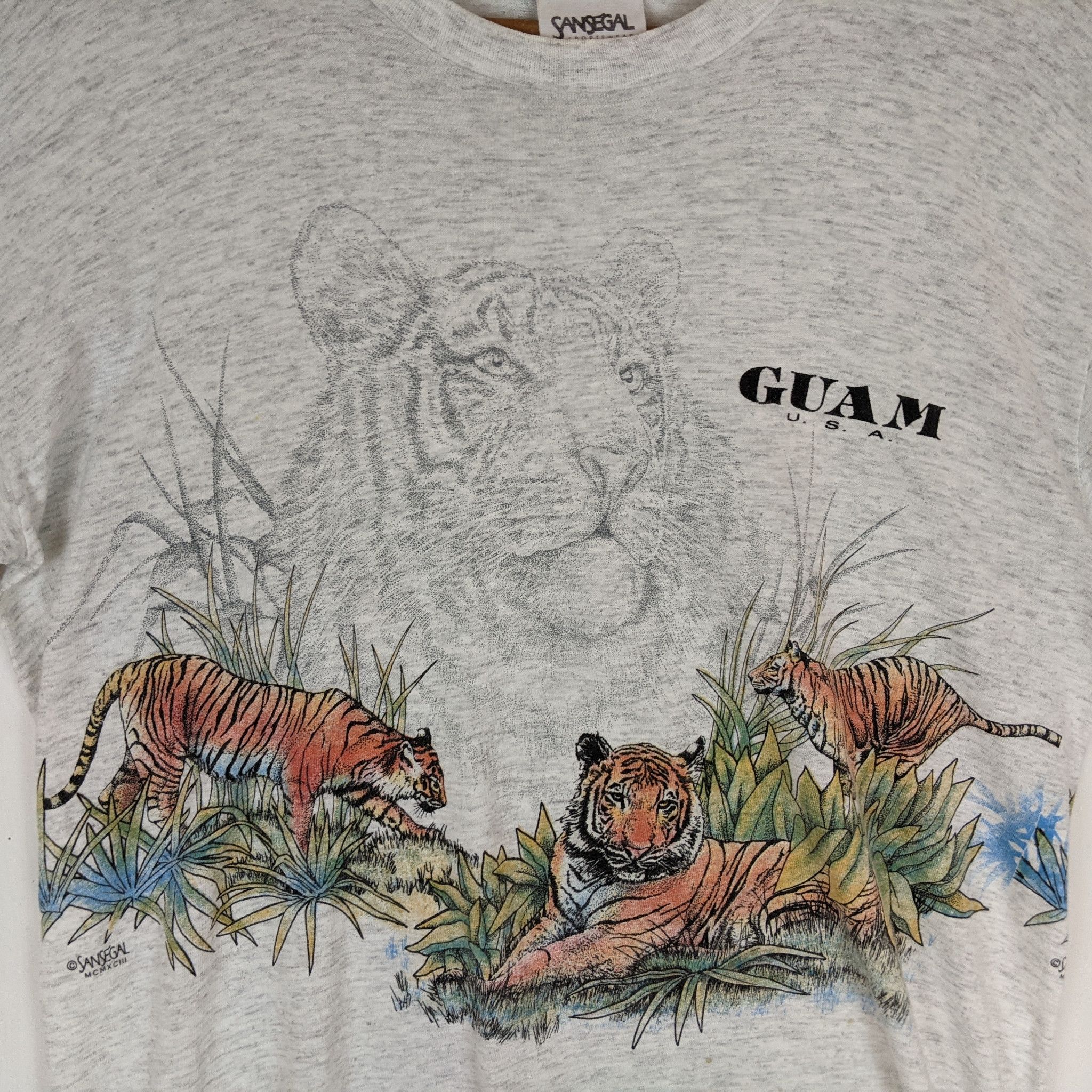 Vintage 80's SANSEGAL Guam Hawaii Tiger Single Stitches T-Shirt Size US M / EU 48-50 / 2 - 5 Thumbnail