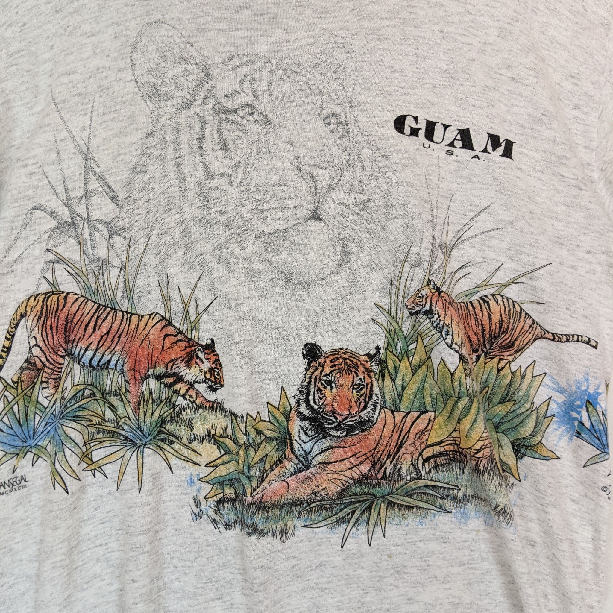 Vintage 80's SANSEGAL Guam Hawaii Tiger Single Stitches T-Shirt Size US M / EU 48-50 / 2 - 6 Thumbnail