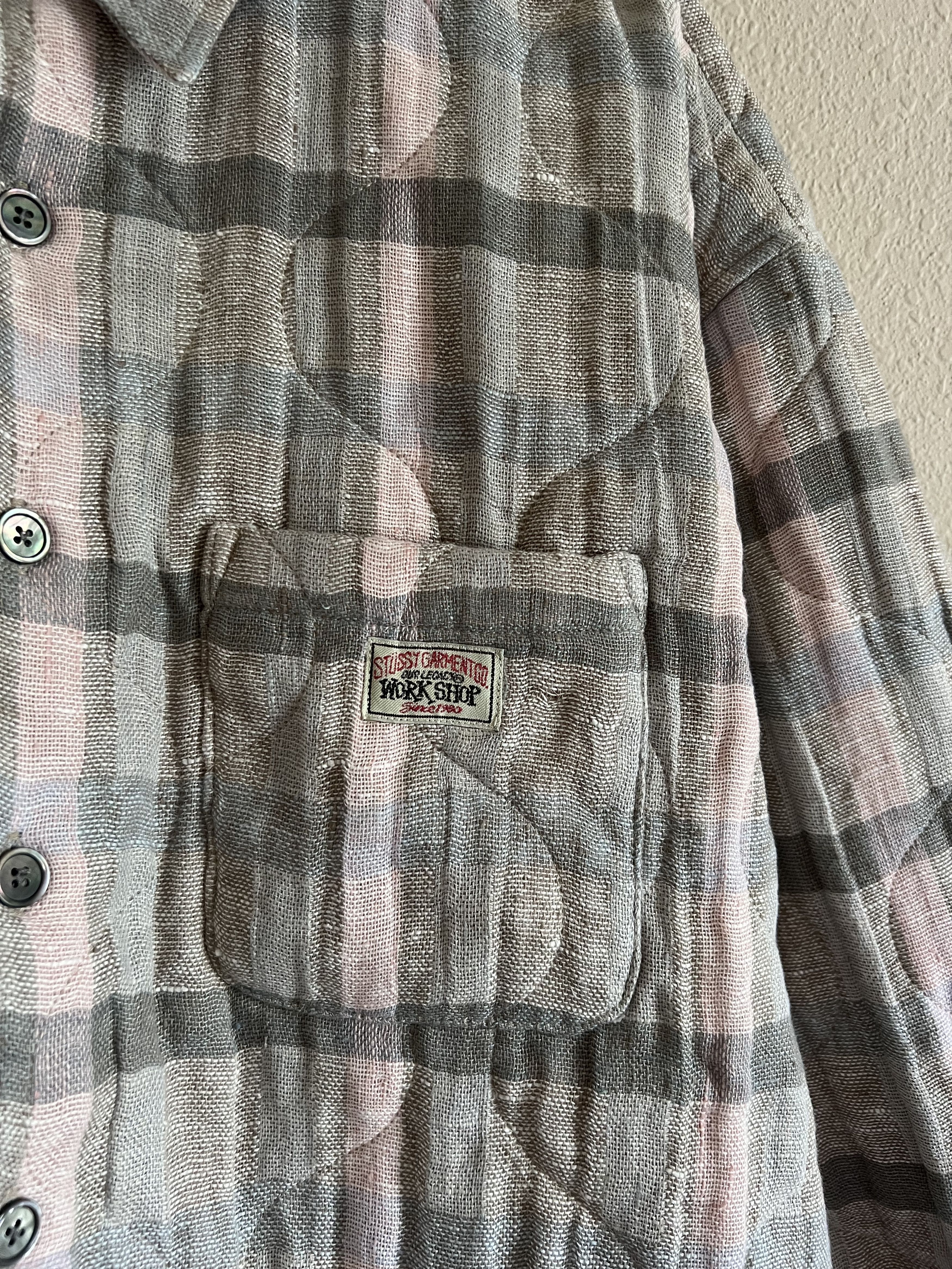 Our Legacy × Stussy Stussy Our Legacy Quilted Borrowed Jacket Pale Linen Check Size US L / EU 52-54 / 3 - 2 Thumbnail