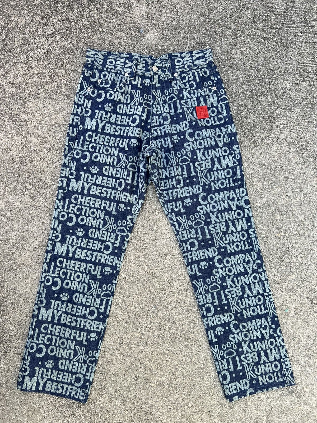 image of Art x Vintage Kunio Collection Japan Dog Pow All Print Jeans, Men's (Size 29)