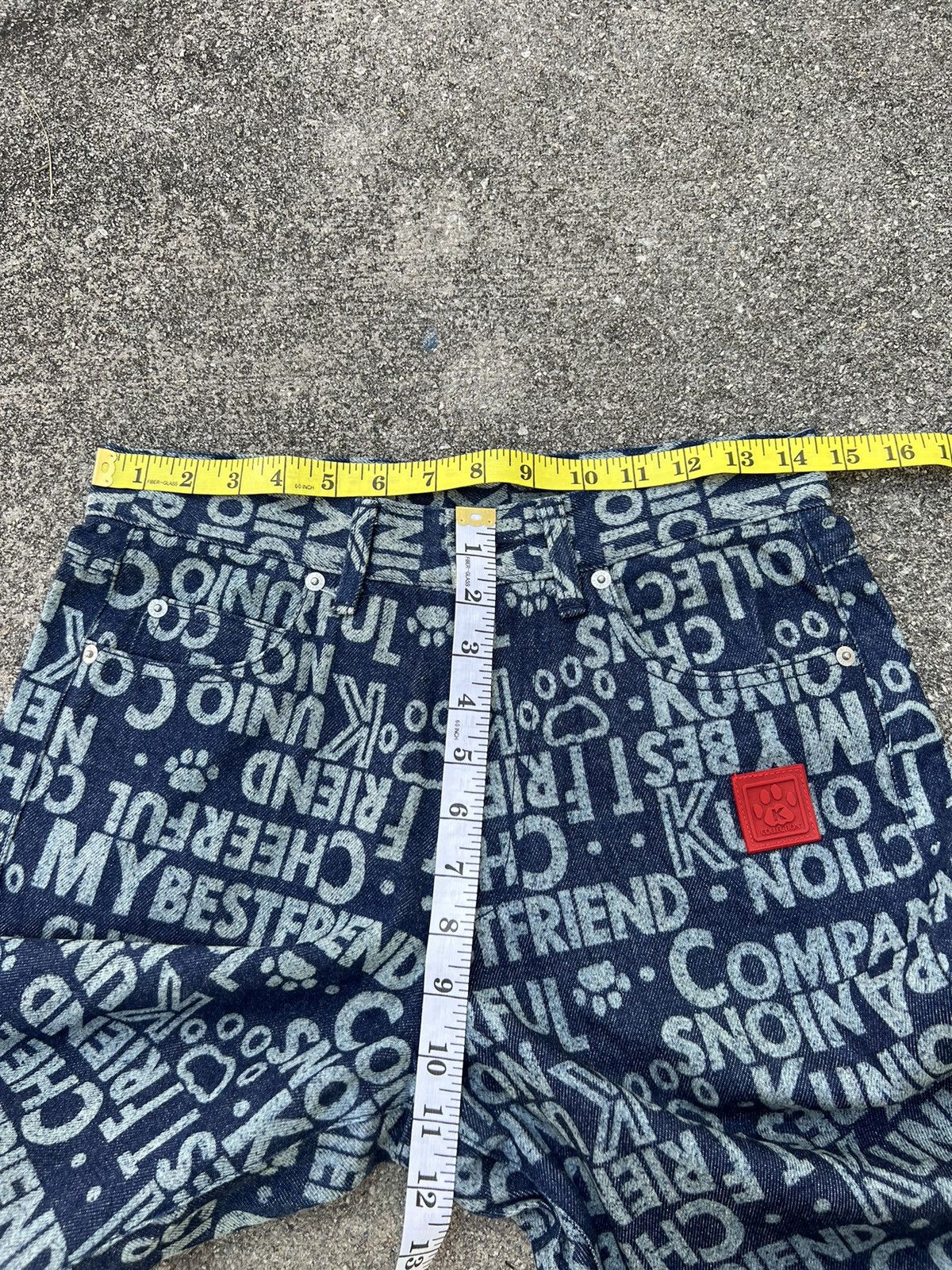 Vintage Vintage KUNIO COLLECTION Japan Dog Pow All Print Jeans Size US 29 - 2 Thumbnail