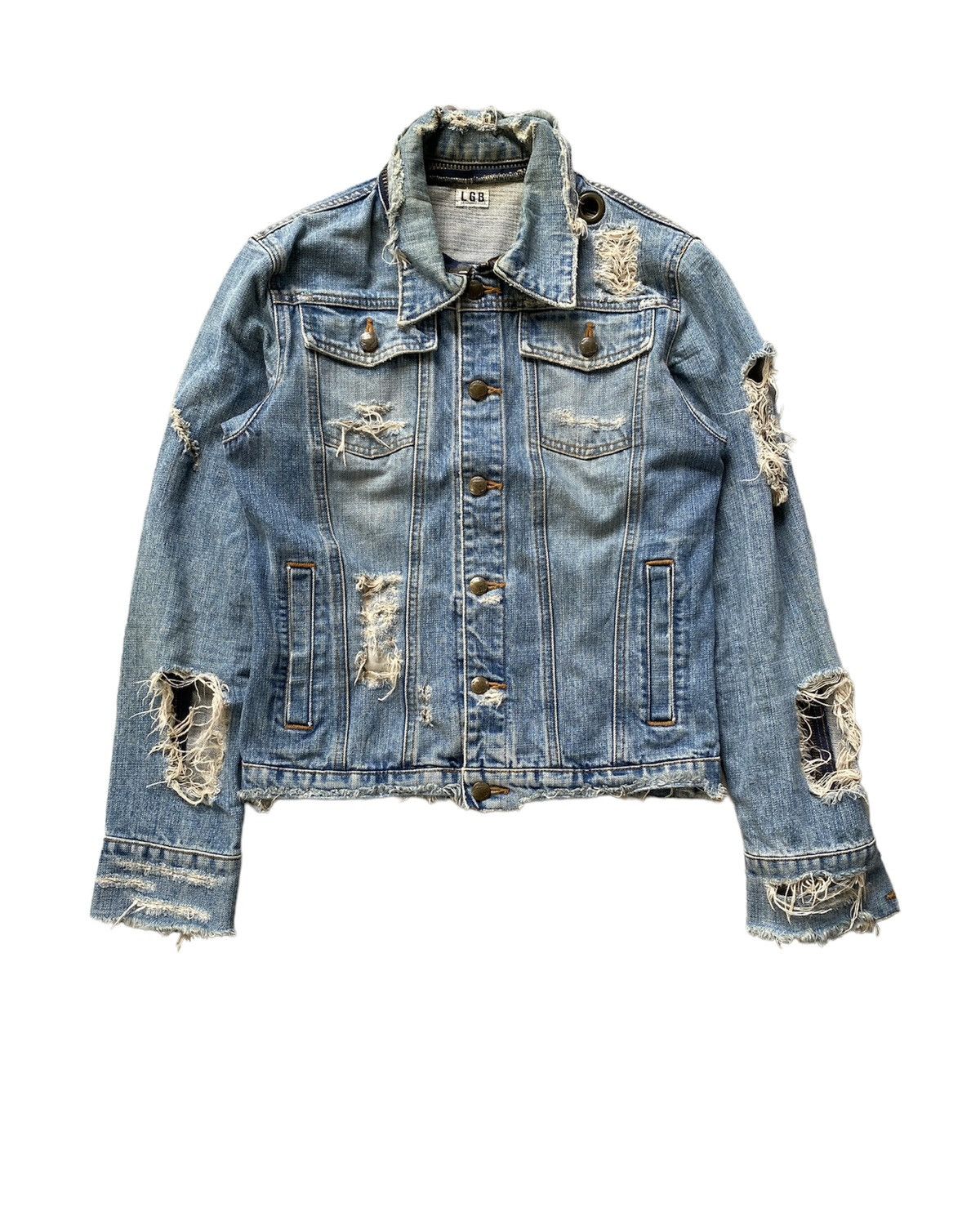 Le Grande Bleu (L.G.B.) VTG L.G.B Destroy denim Jacket Size US M / EU 48-50 / 2 - 1 Thumbnail