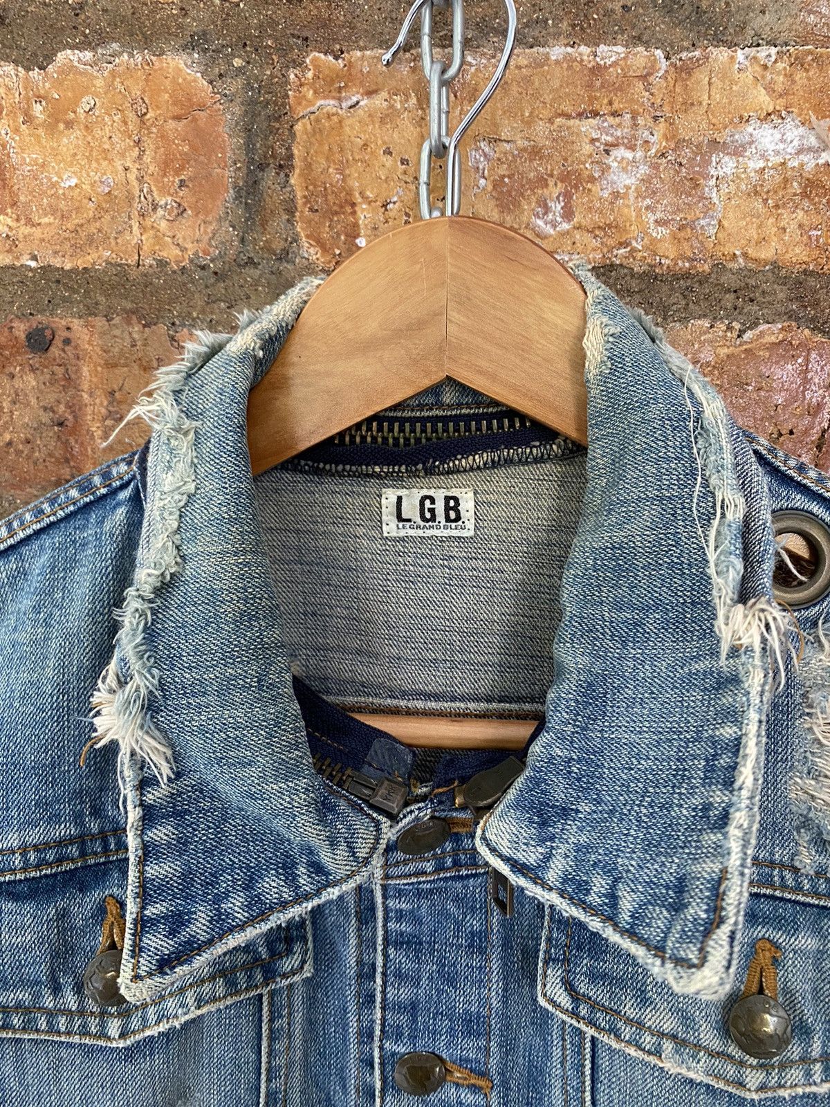 Le Grande Bleu (L.G.B.) VTG L.G.B Destroy denim Jacket Size US M / EU 48-50 / 2 - 9 Thumbnail