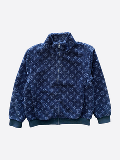 LOUIS VUITTON LV Monogram Jacquard Fleece Zip-Through Jacket Blue