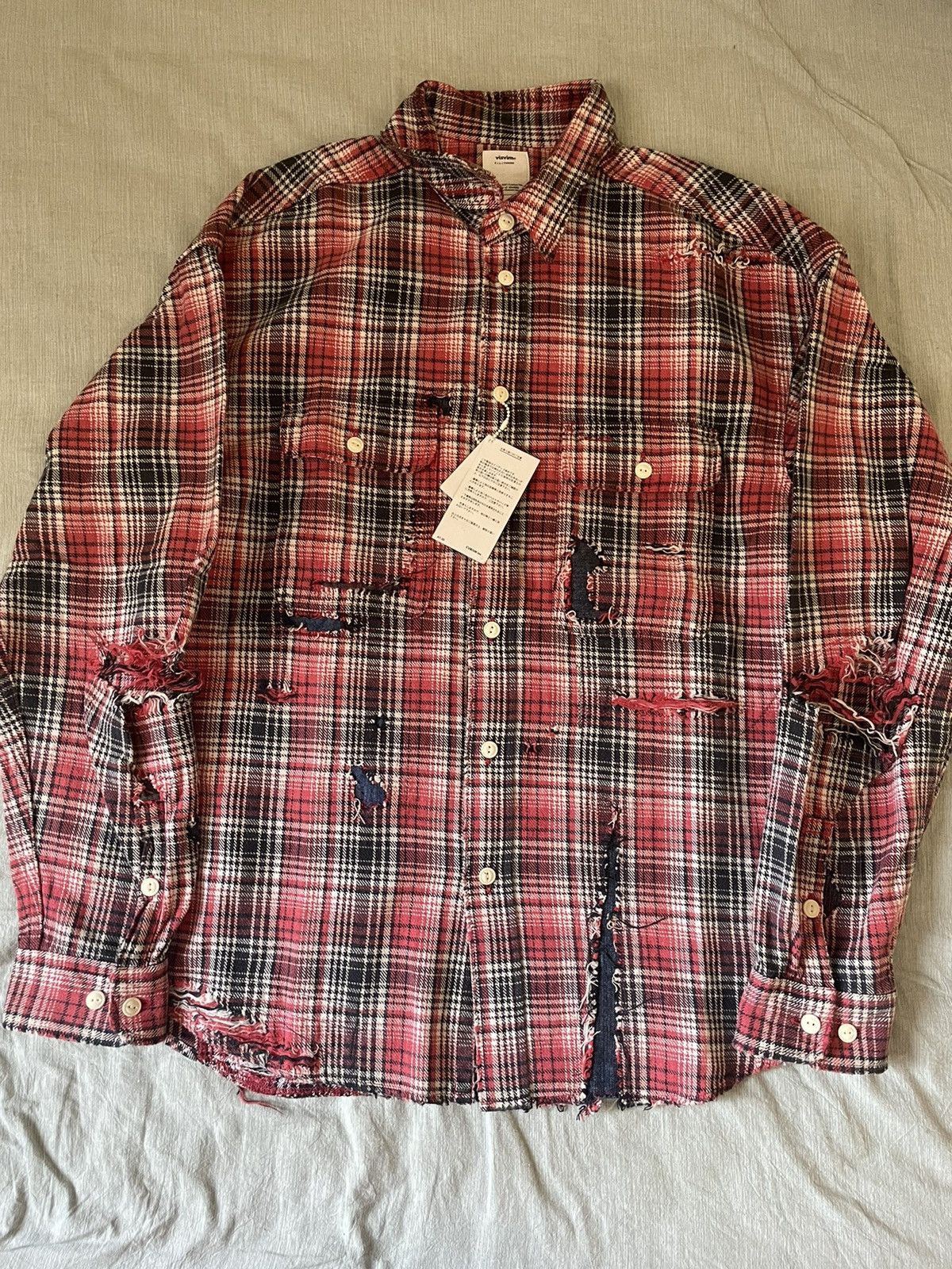 Visvim Visvim lumber crash flannel shirt red size 3 | Grailed