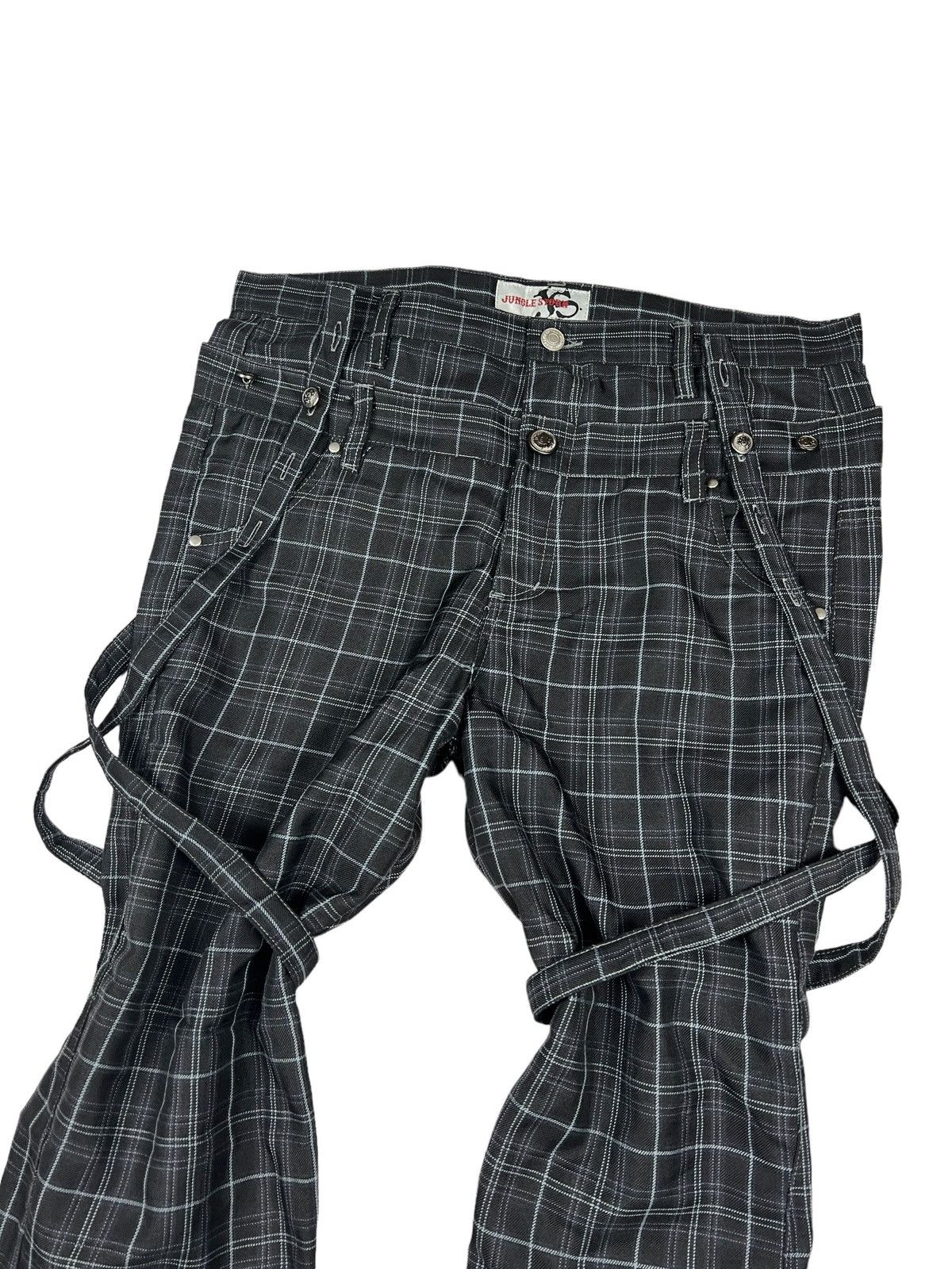 Japanese Brand Jungle Storm 🇯🇵 Double Waist Tartan Bondage Pants Size US 34 / EU 50 - 4 Thumbnail