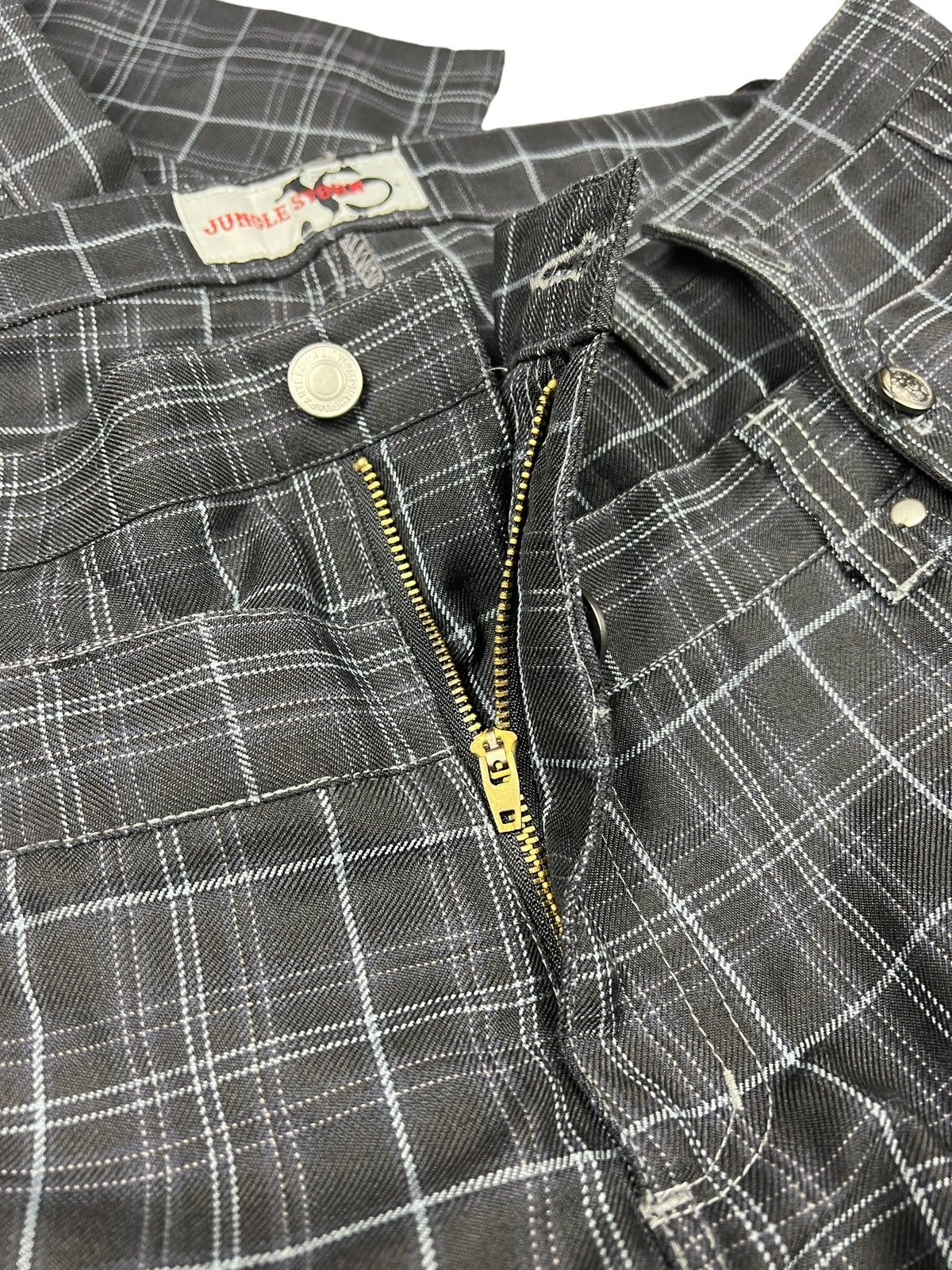 Japanese Brand Jungle Storm 🇯🇵 Double Waist Tartan Bondage Pants Size US 34 / EU 50 - 10 Thumbnail