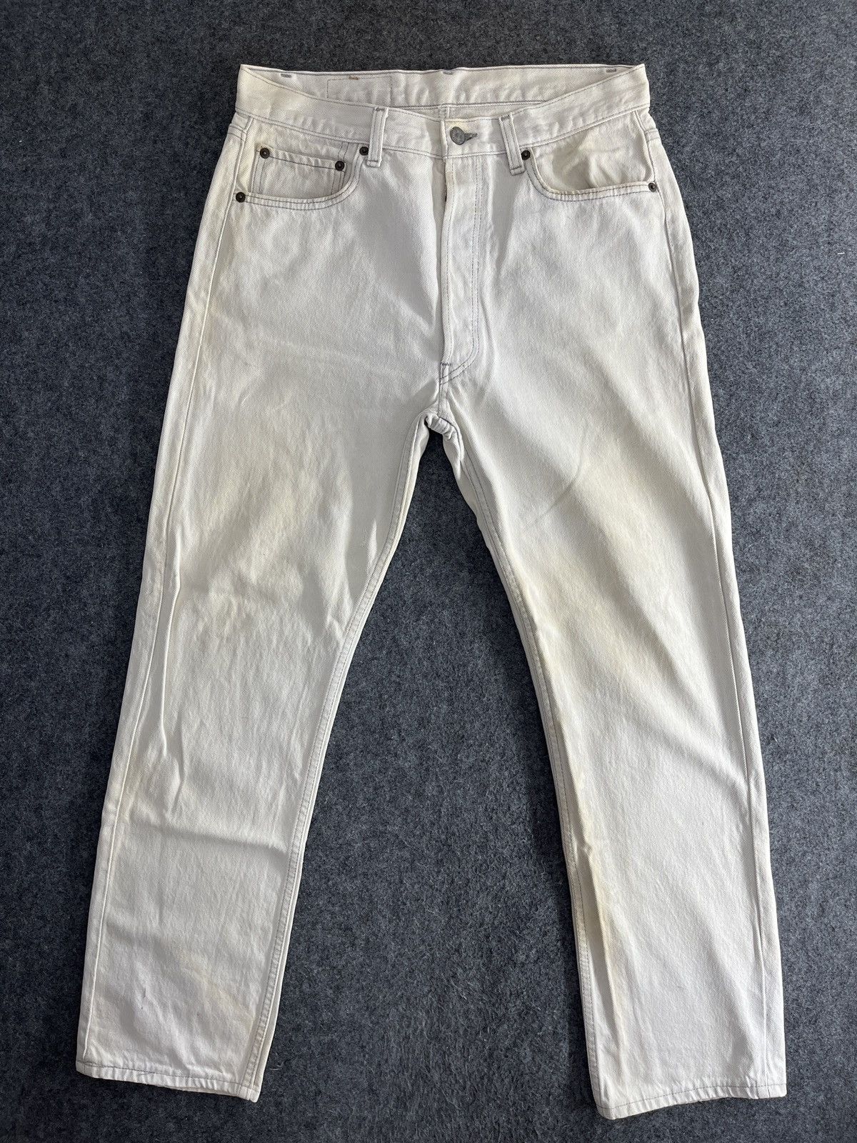 Levi's 80’s Vintage Levis 501 Cream Jeans - J891 Size US 34 / EU 50 - 1 Thumbnail