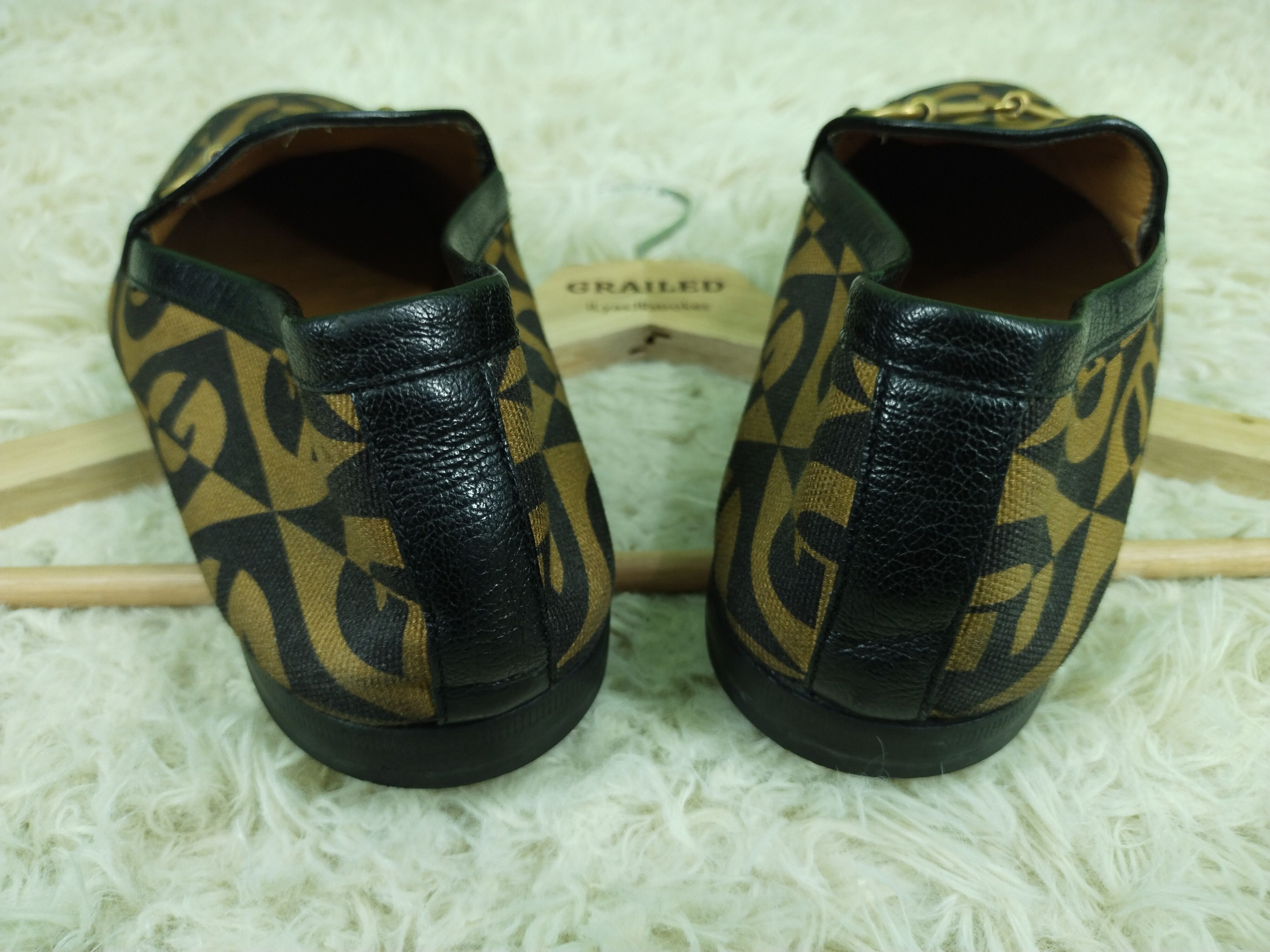 Gucci × Vintage RARE MEN'S GUCCI JORDAAN G RHOMBUS HORSEBIT LOAFERS SHOES Size US 5 / EU 37 - 9 Thumbnail