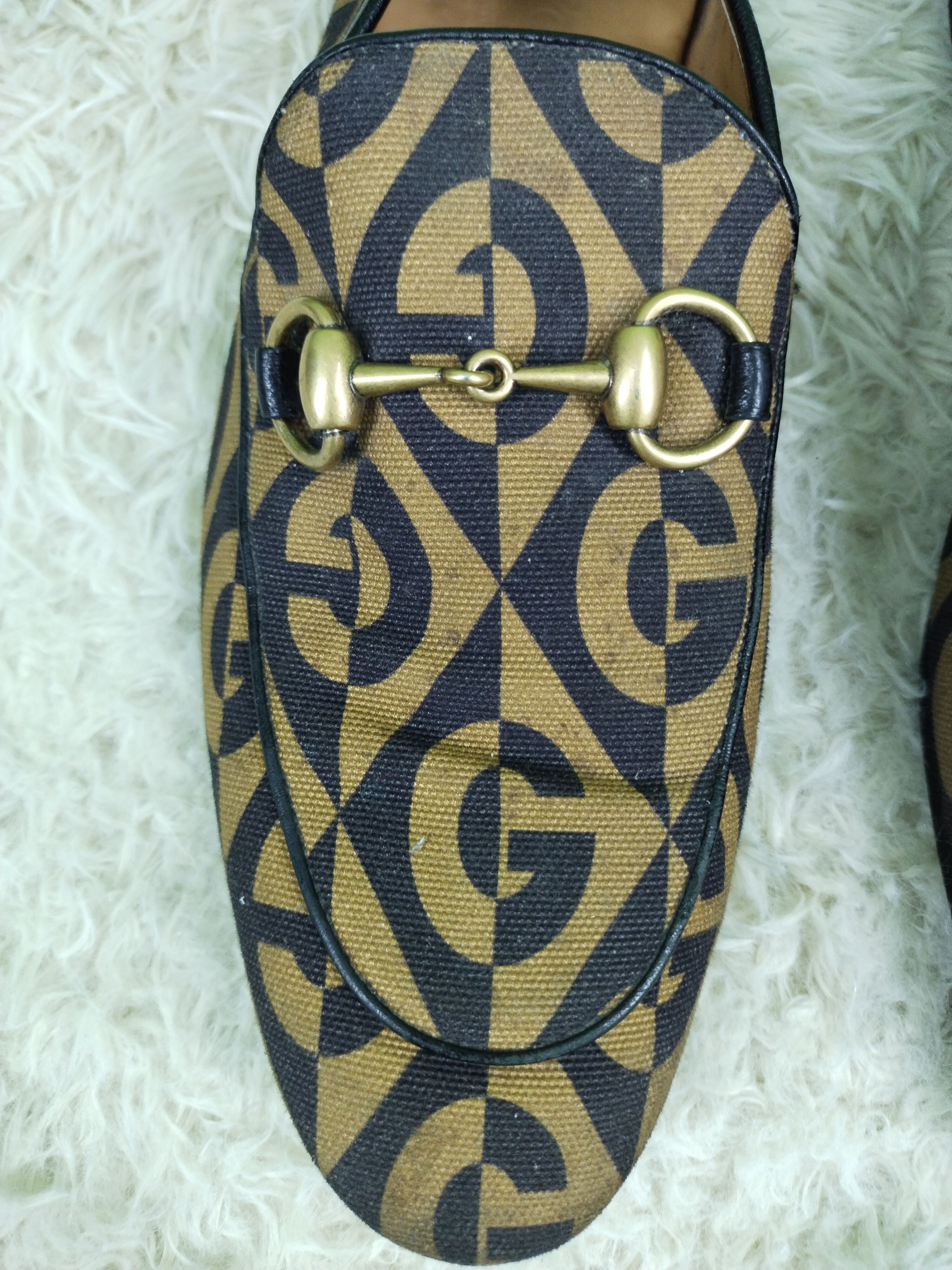 Gucci × Vintage RARE MEN'S GUCCI JORDAAN G RHOMBUS HORSEBIT LOAFERS SHOES Size US 5 / EU 37 - 3 Thumbnail