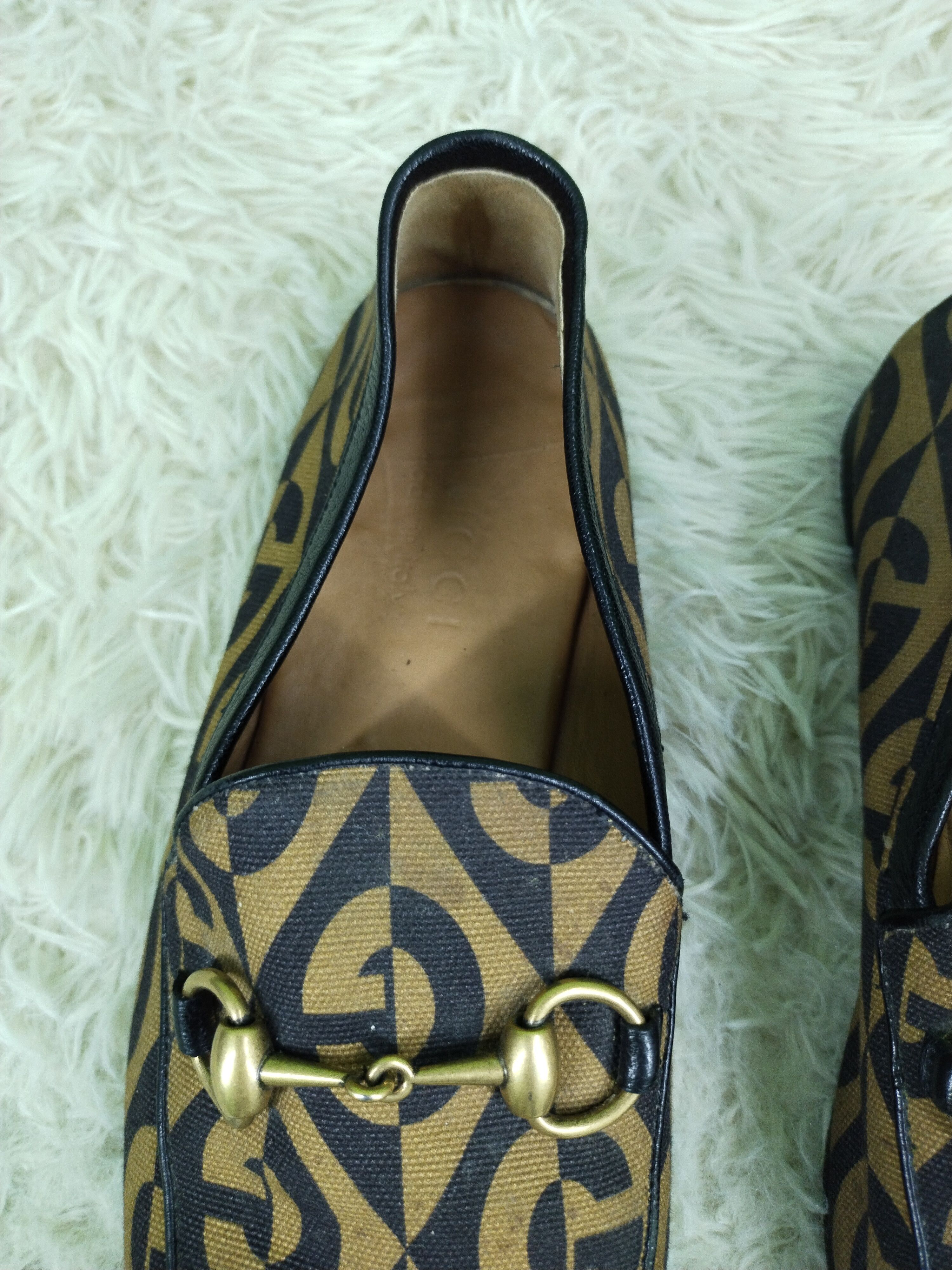Gucci × Vintage RARE MEN'S GUCCI JORDAAN G RHOMBUS HORSEBIT LOAFERS SHOES Size US 5 / EU 37 - 4 Thumbnail