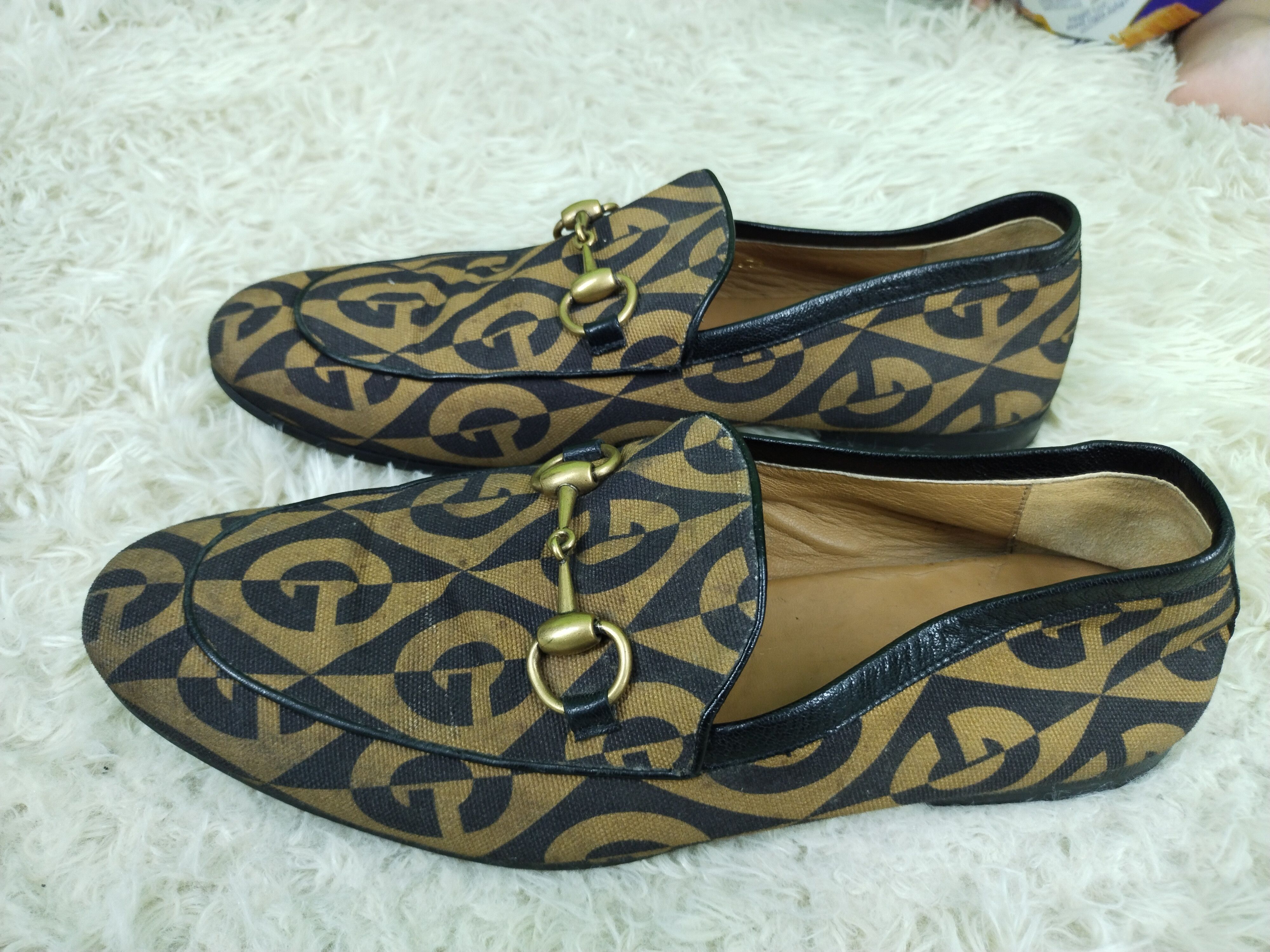 Gucci × Vintage RARE MEN'S GUCCI JORDAAN G RHOMBUS HORSEBIT LOAFERS SHOES Size US 5 / EU 37 - 2 Thumbnail
