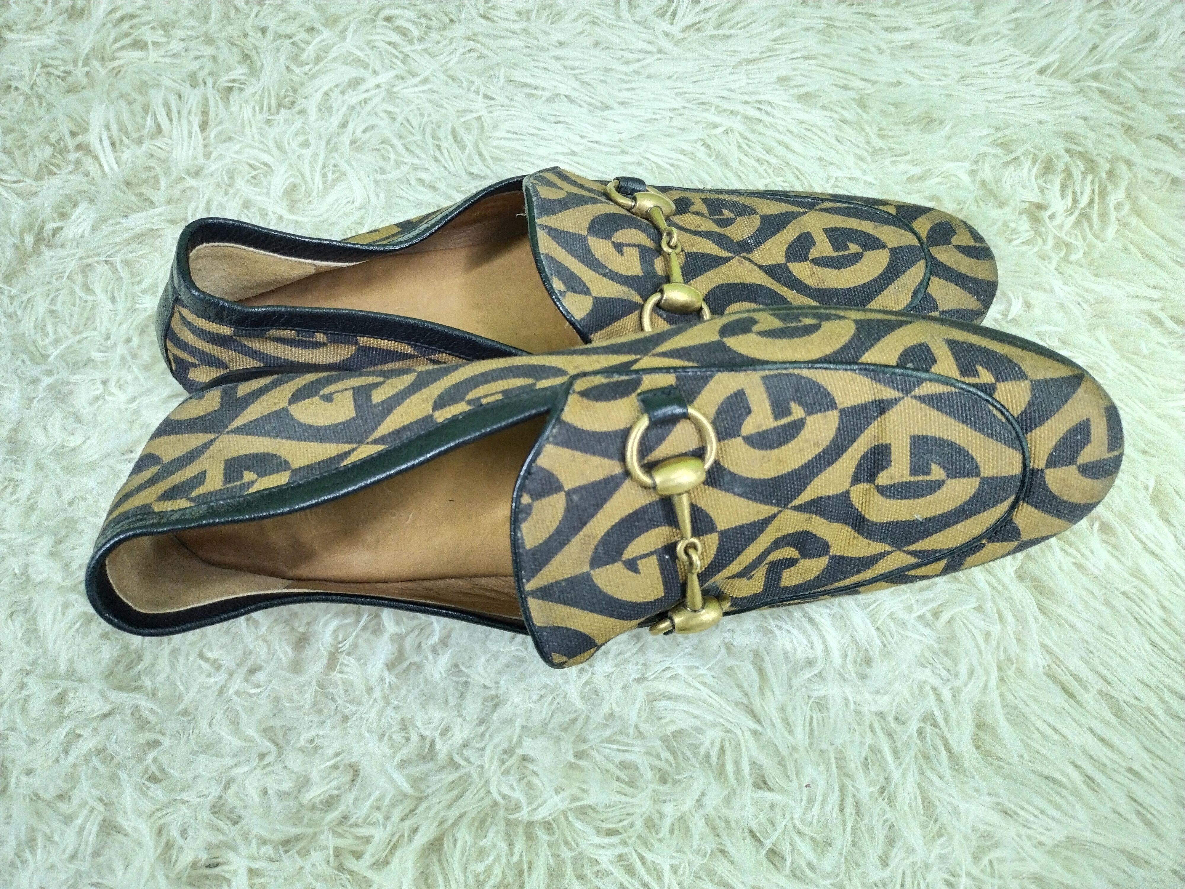 Gucci × Vintage RARE MEN'S GUCCI JORDAAN G RHOMBUS HORSEBIT LOAFERS SHOES Size US 5 / EU 37 - 7 Thumbnail
