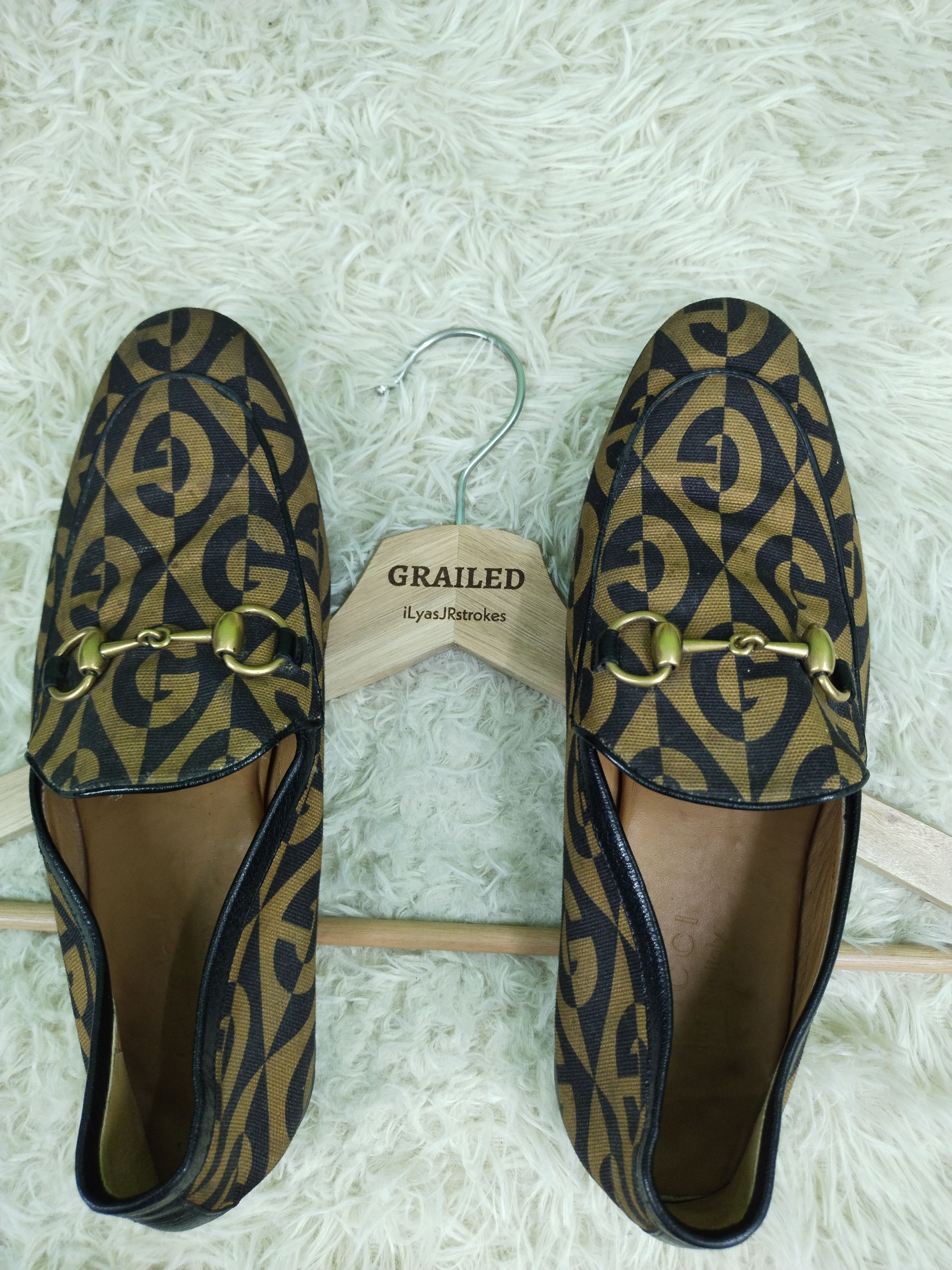 Gucci × Vintage RARE MEN'S GUCCI JORDAAN G RHOMBUS HORSEBIT LOAFERS SHOES Size US 5 / EU 37 - 19 Thumbnail