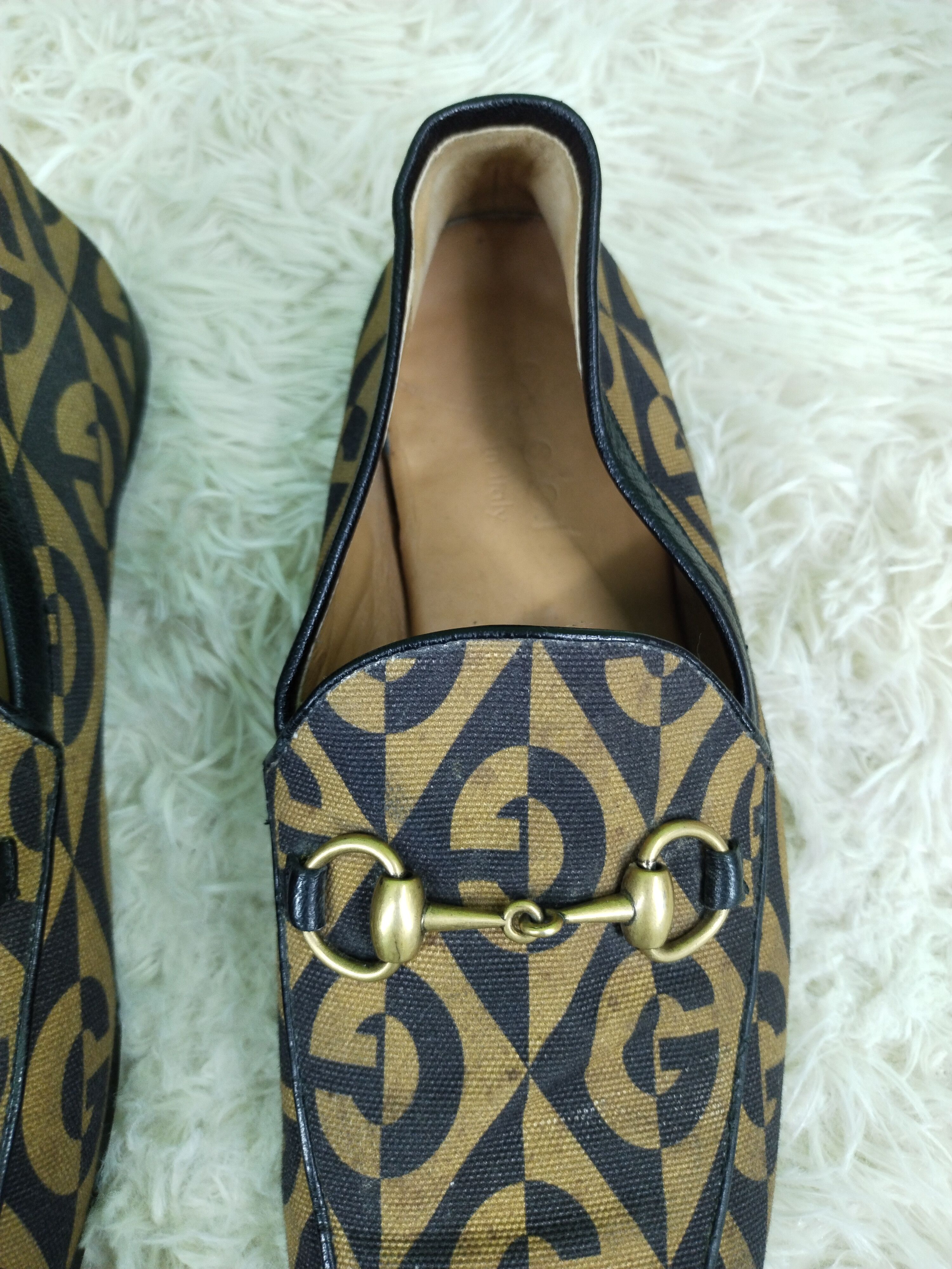 Gucci × Vintage RARE MEN'S GUCCI JORDAAN G RHOMBUS HORSEBIT LOAFERS SHOES Size US 5 / EU 37 - 5 Thumbnail